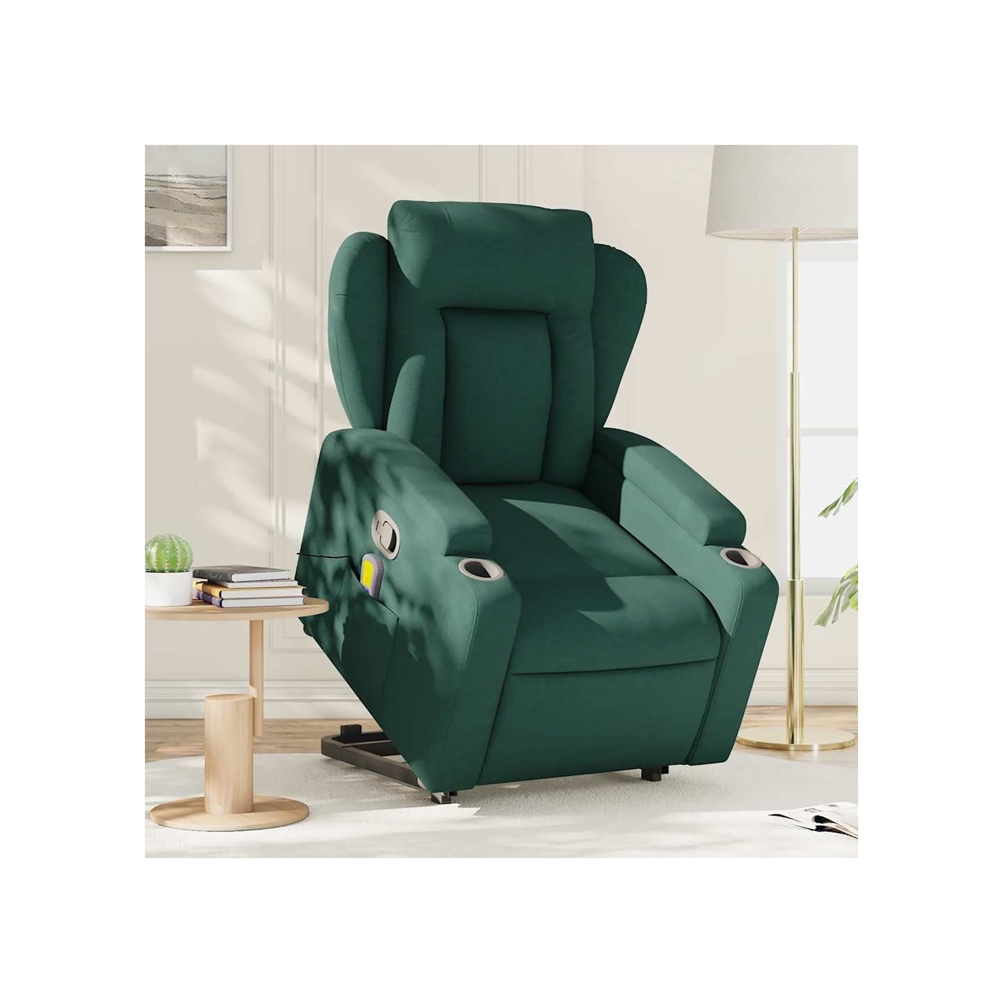 Fauteuil inclinable de massage Vert foncé Tissu
