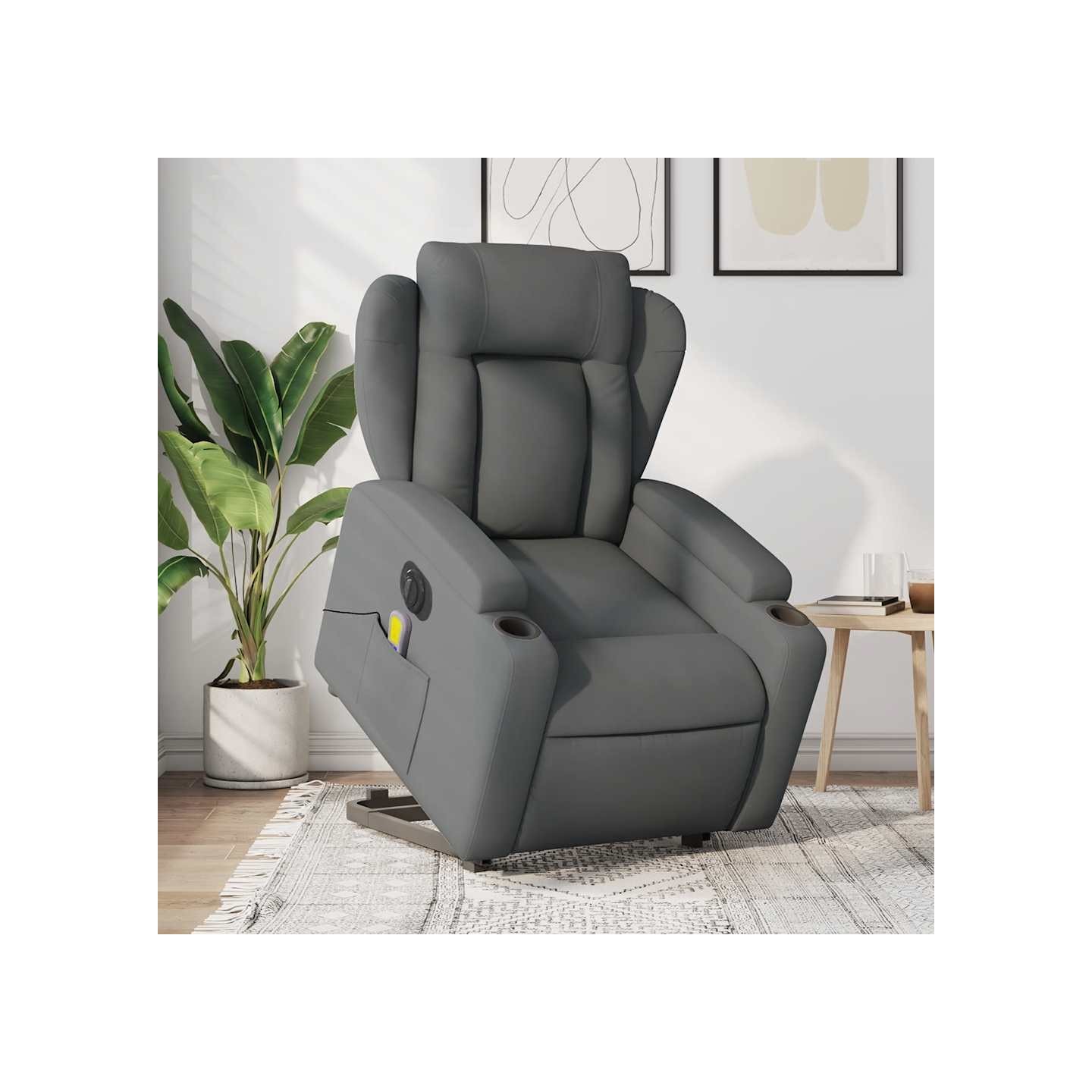 Fauteuil inclinable de massage électrique Gris foncé Tissu