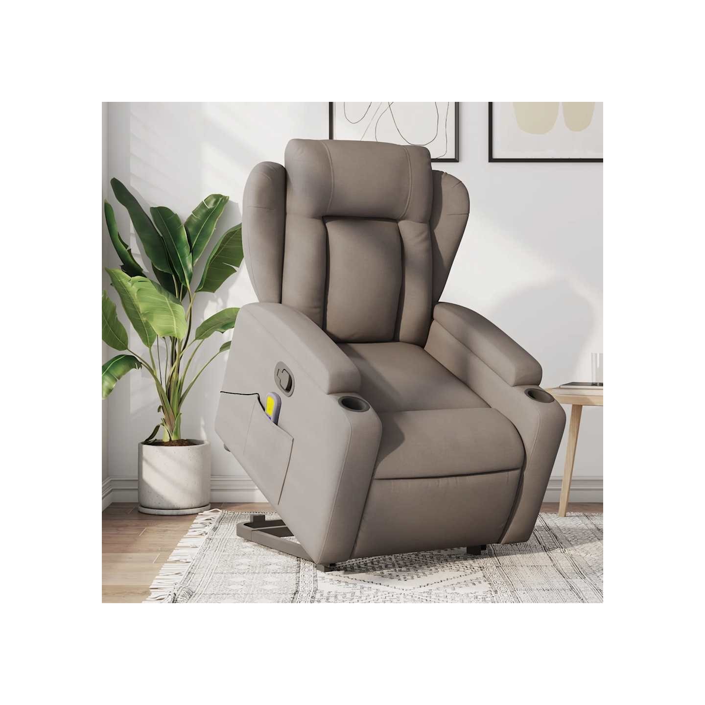 Fauteuil inclinable de massage Taupe Tissu