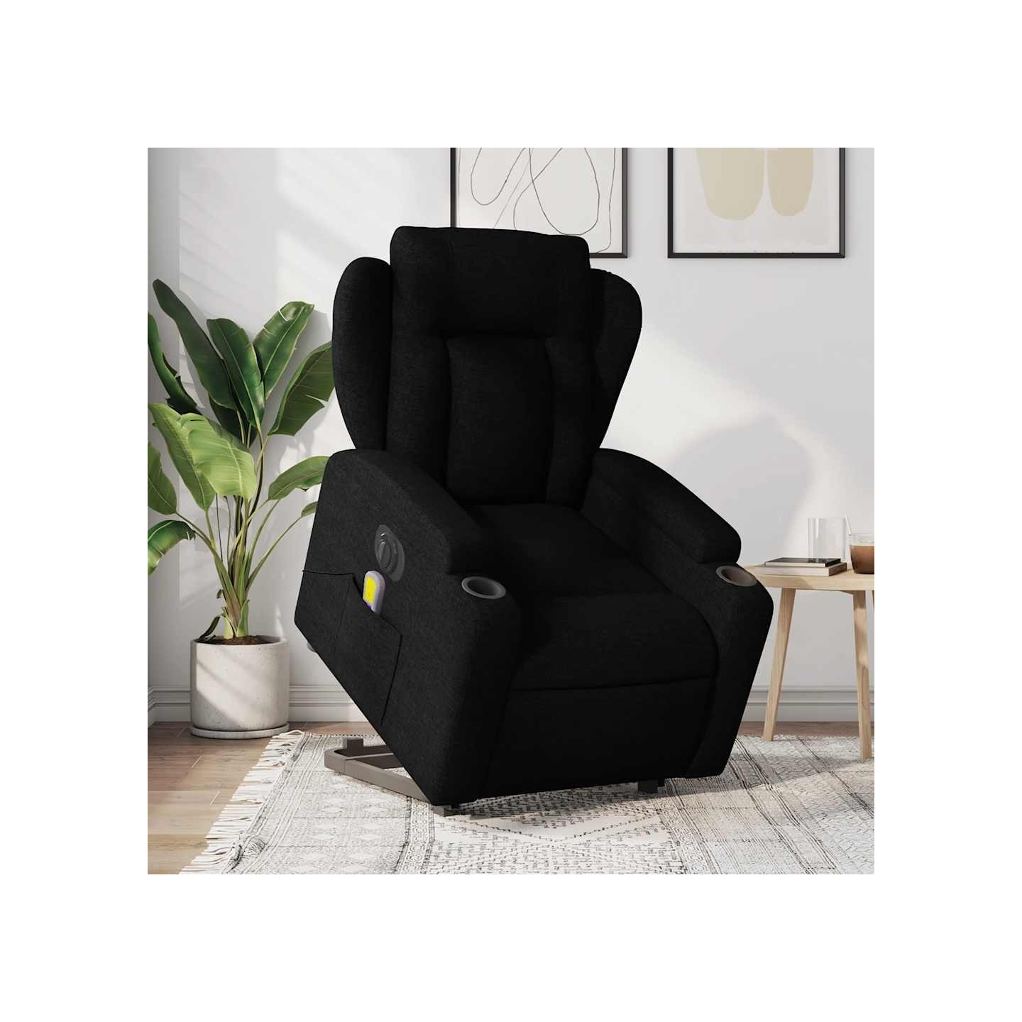 Fauteuil inclinable de massage électrique Noir Tissu