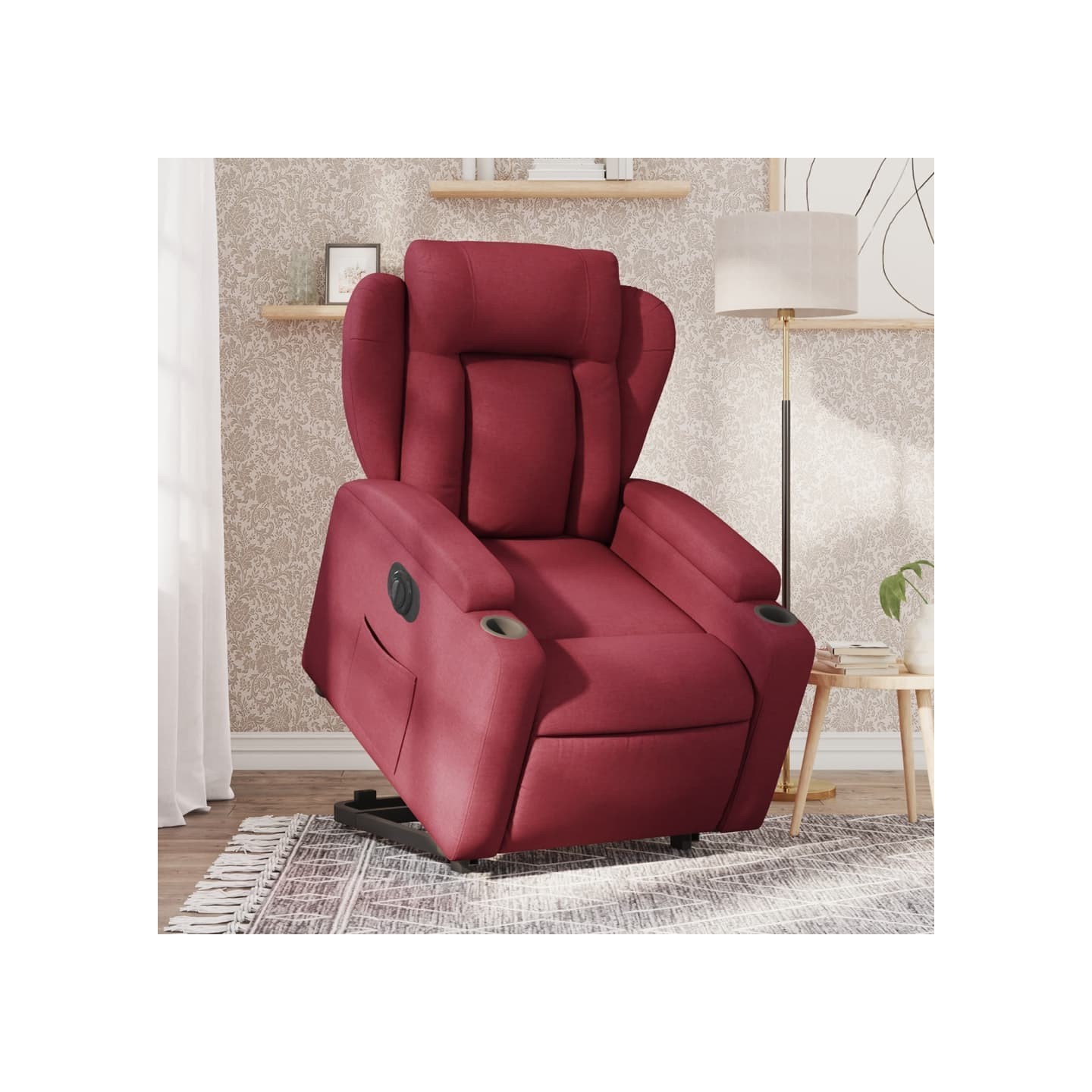 Fauteuil inclinable électrique rouge bordeaux tissu