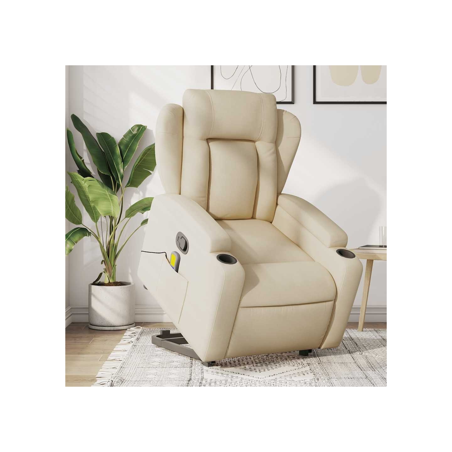 Fauteuil inclinable de massage Crème Tissu