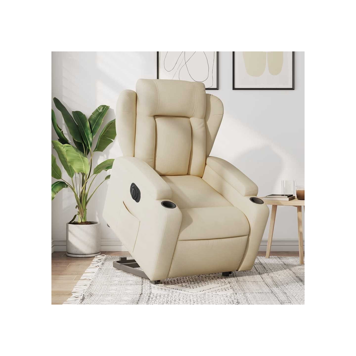Fauteuil inclinable électrique crème tissu