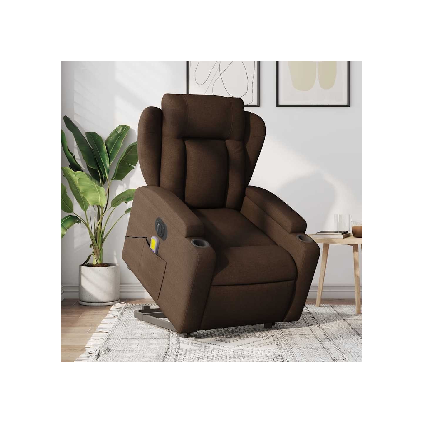 Fauteuil inclinable de massage électrique Marron Tissu