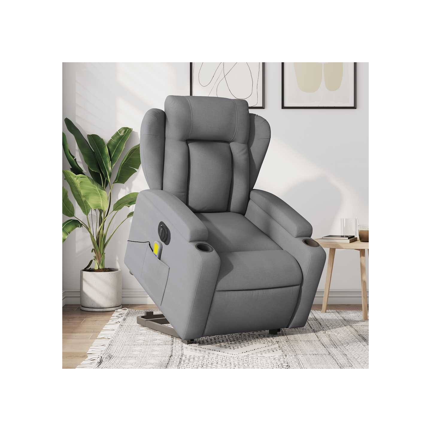 Fauteuil inclinable de massage électrique Gris clair Tissu
