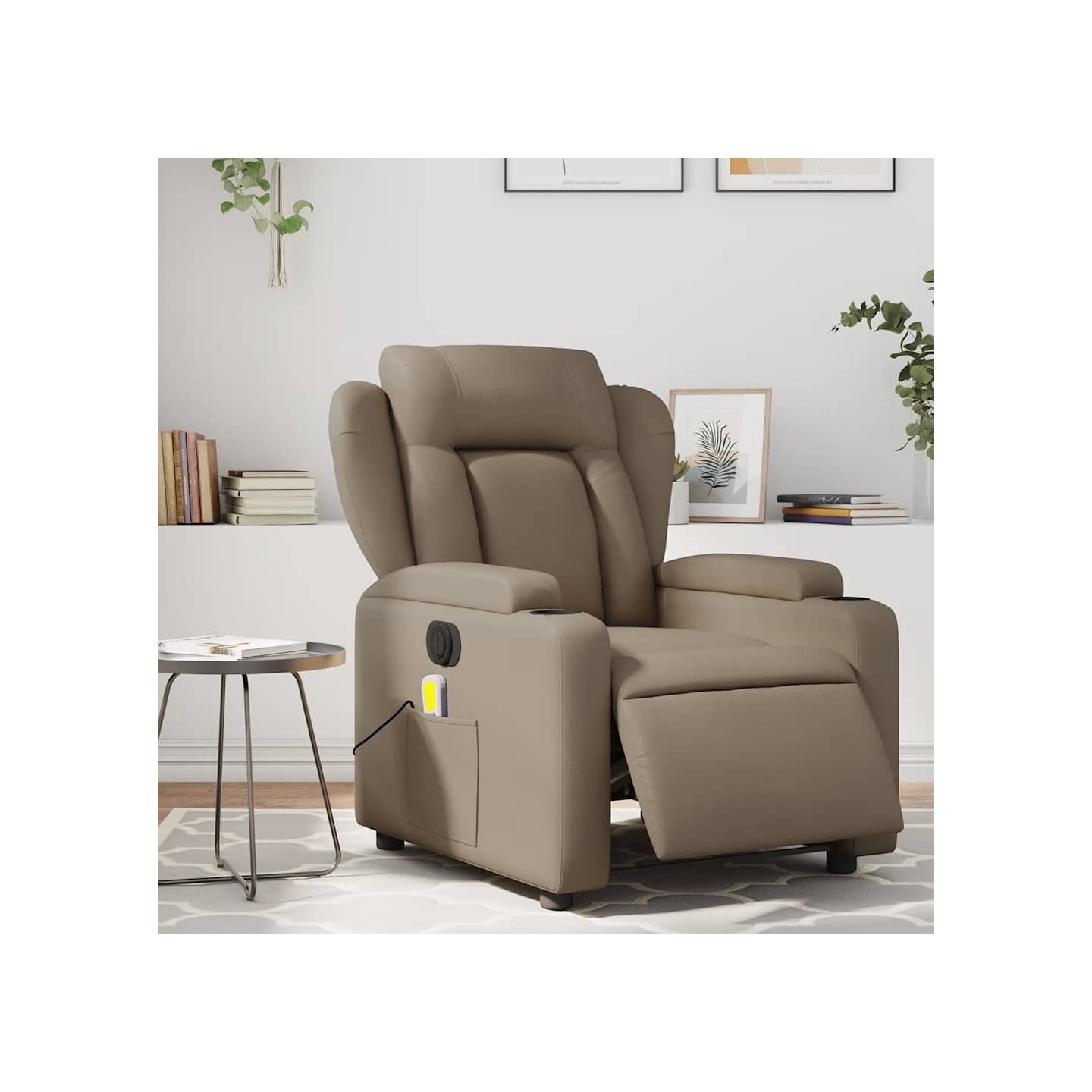 Fauteuil de massage inclinable électrique cappuccino similicuir