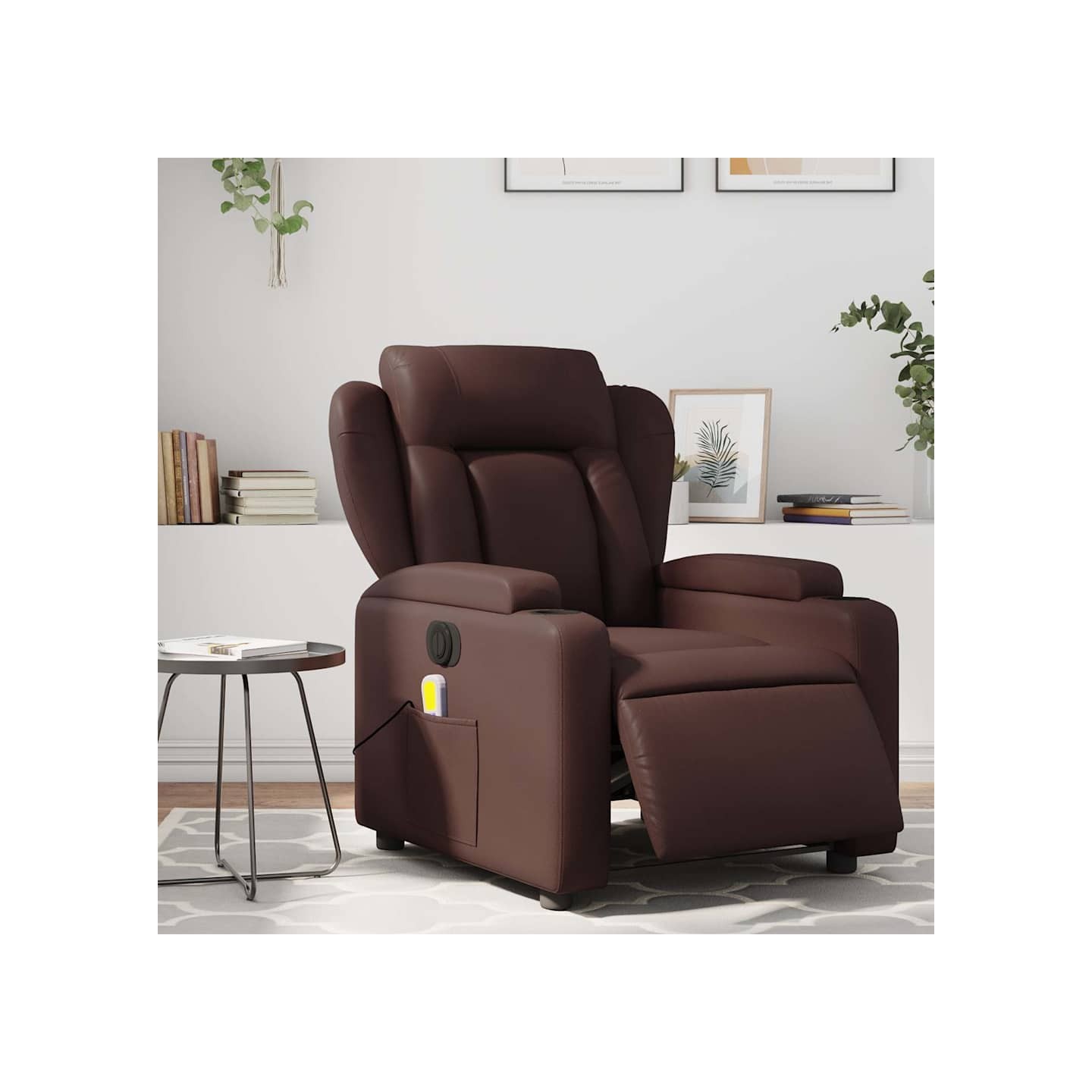 Fauteuil de massage inclinable électrique marron similicuir