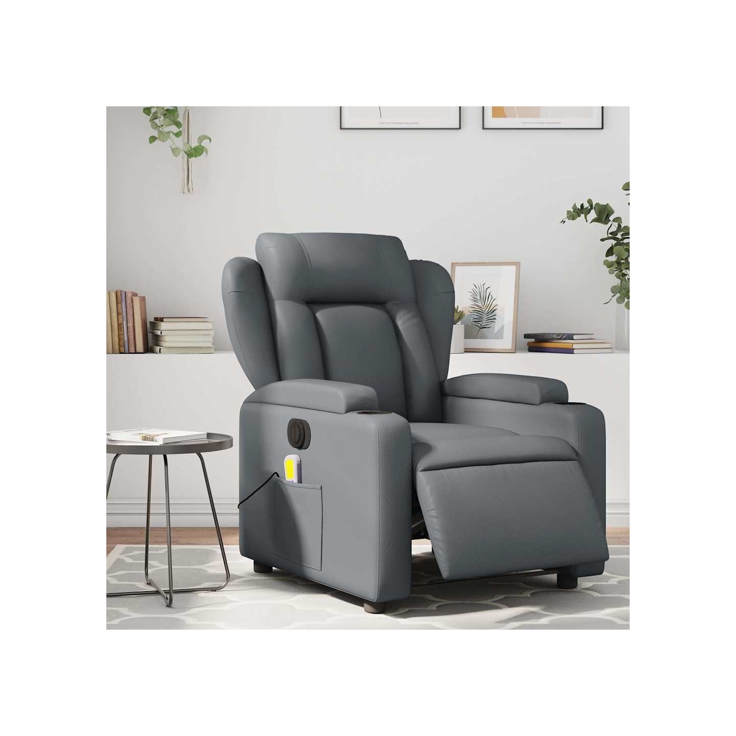 Fauteuil de massage inclinable électrique gris similicuir