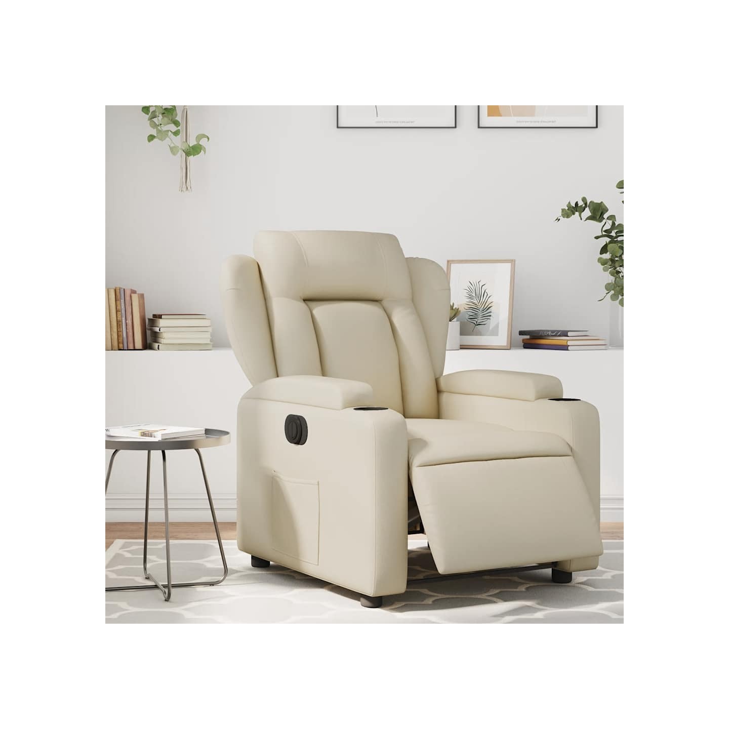 Fauteuil inclinable électrique Crème Similicuir