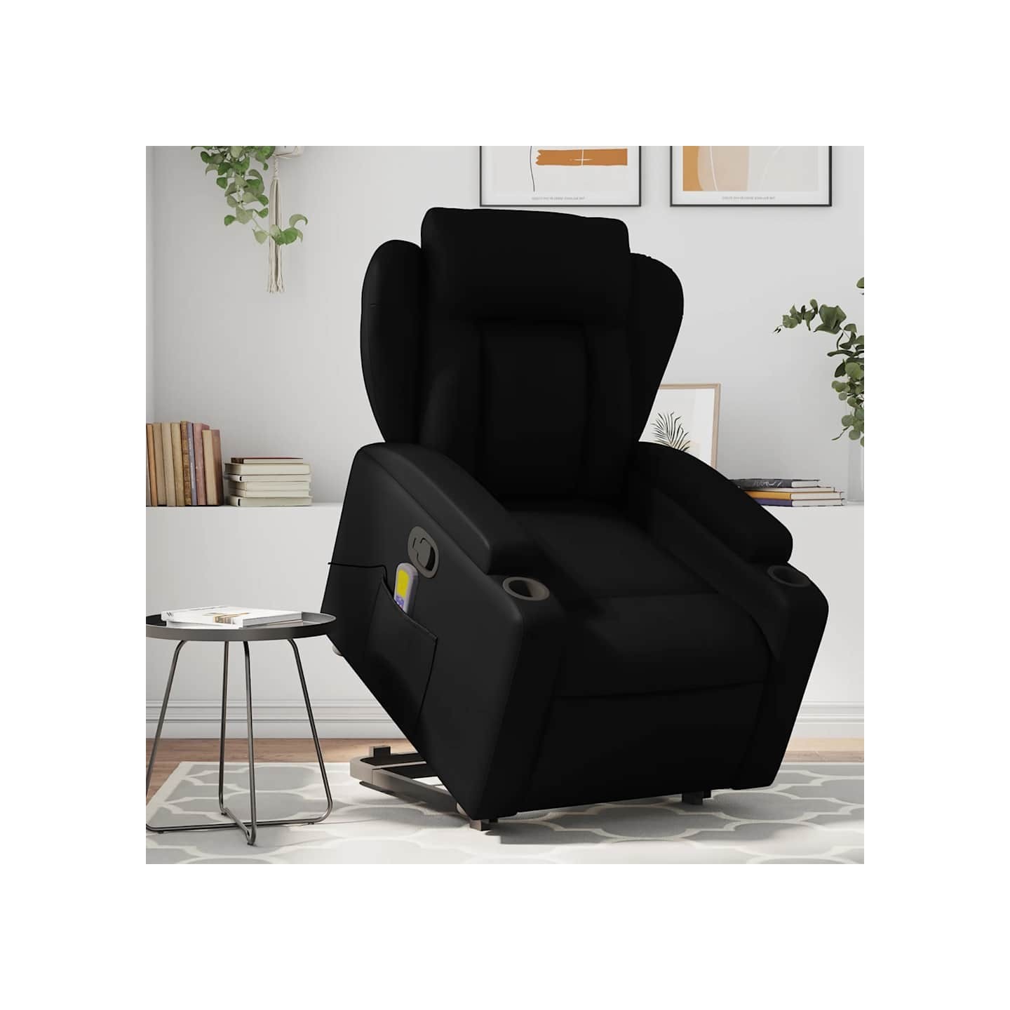 Fauteuil inclinable de massage Noir Similicuir