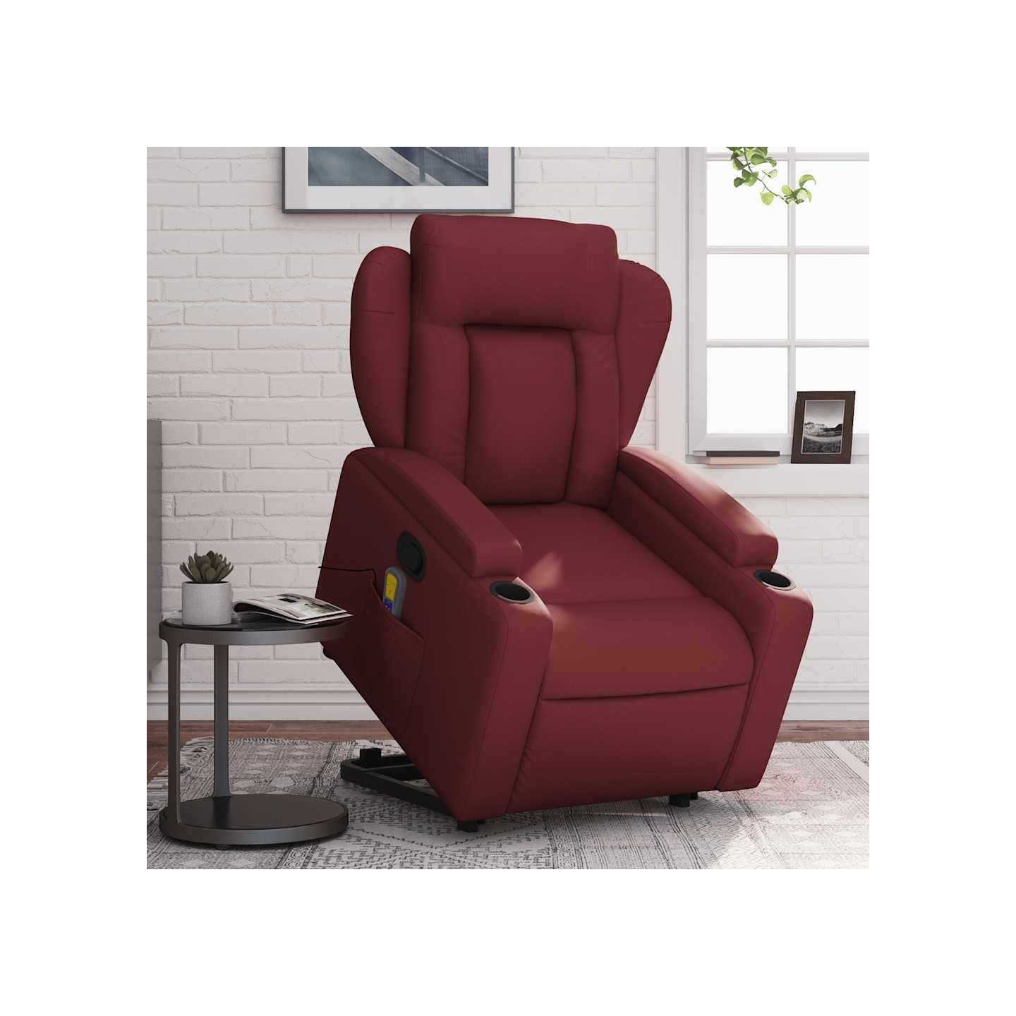 Fauteuil inclinable de massage Rouge bordeaux Similicuir