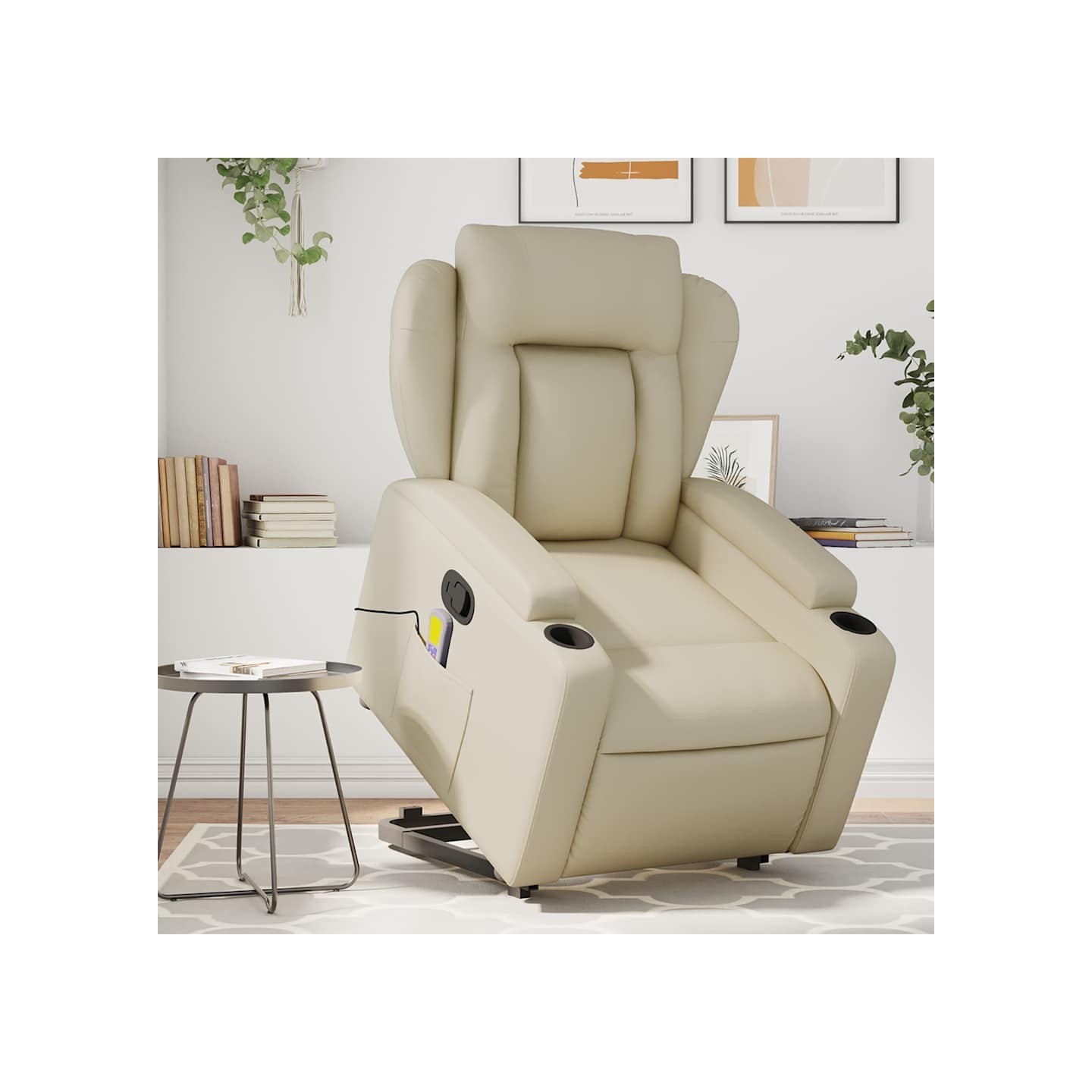 Fauteuil inclinable de massage Crème Similicuir
