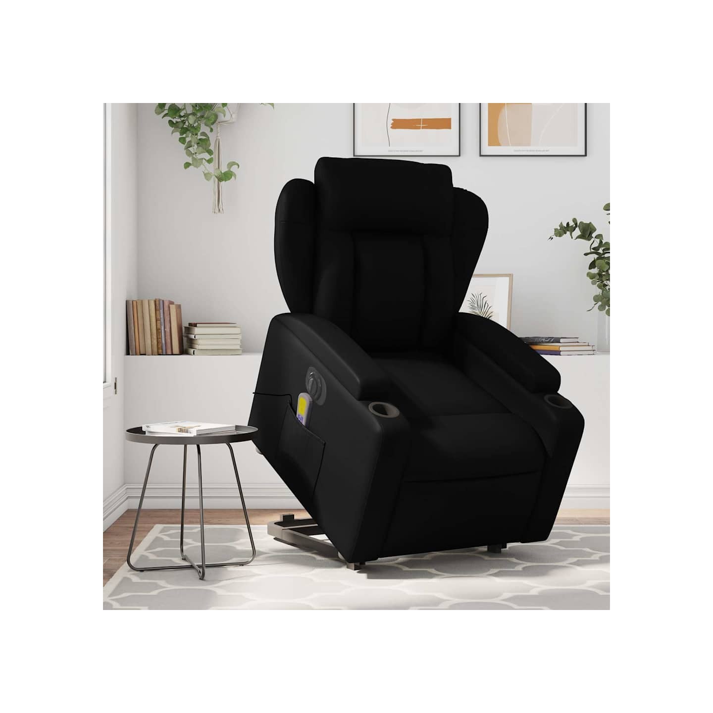 Fauteuil inclinable de massage électrique noir similicuir