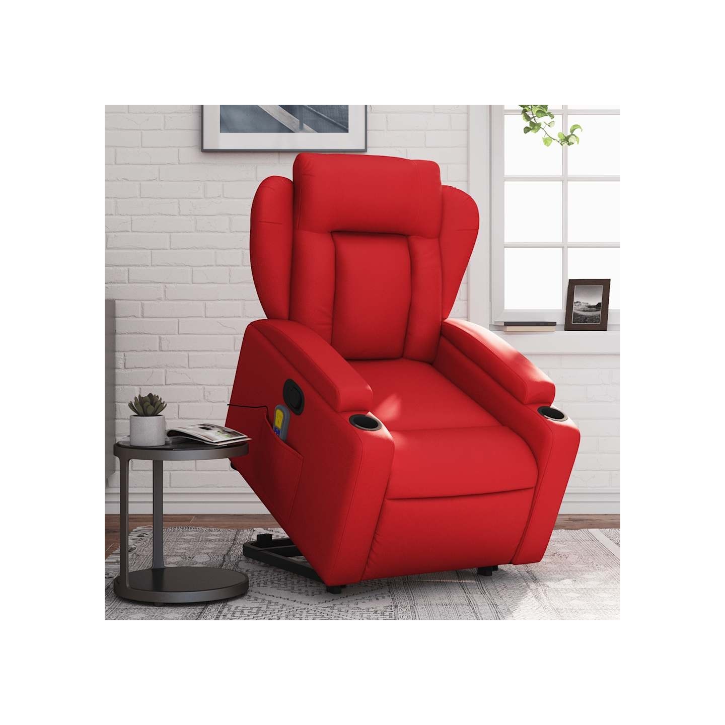 Fauteuil inclinable de massage Rouge Similicuir