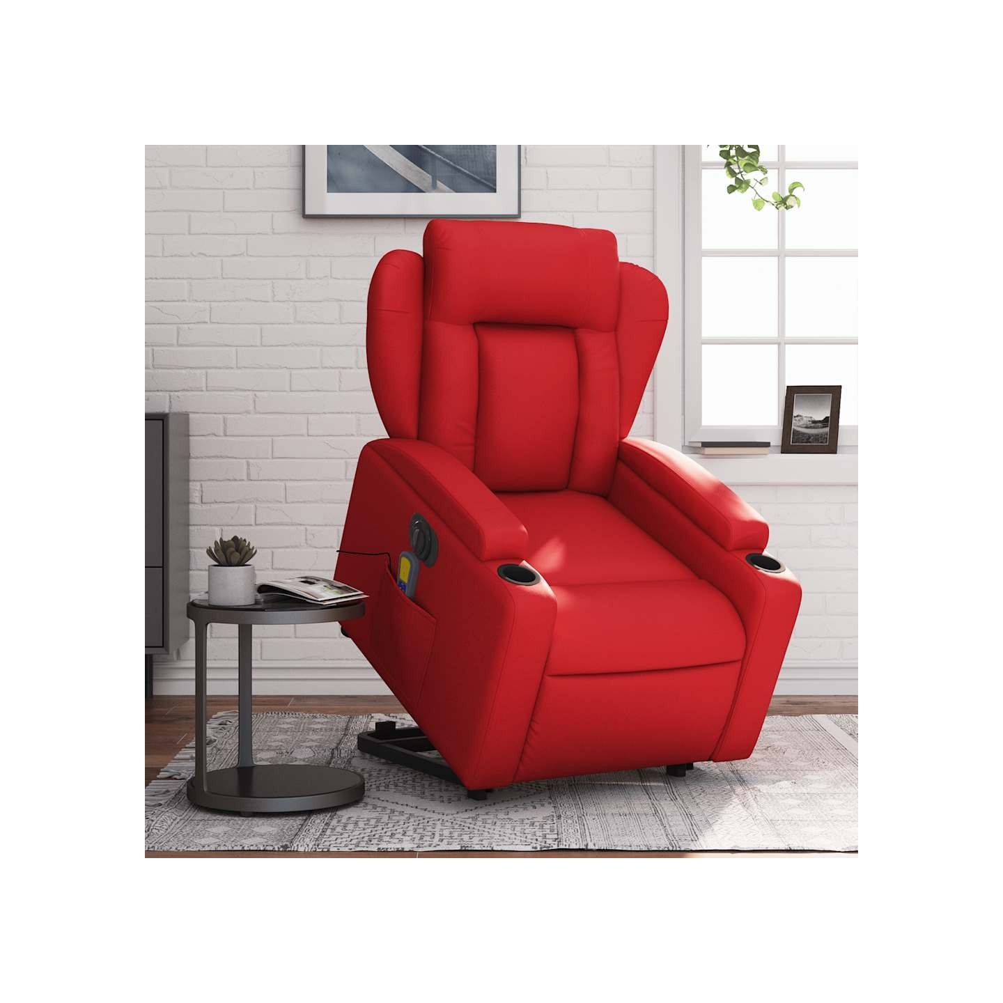 Fauteuil inclinable de massage électrique rouge similicuir