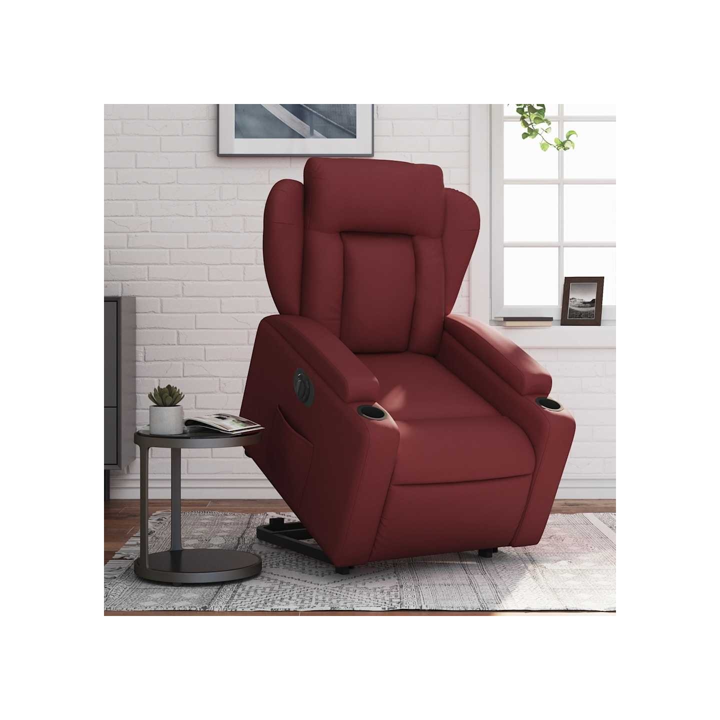 Fauteuil inclinable électrique rouge bordeaux similicuir