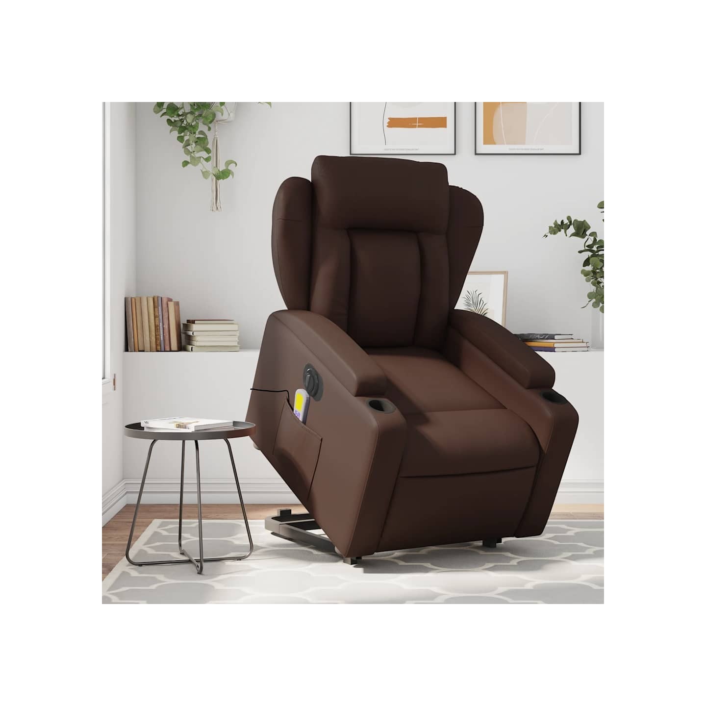 Fauteuil inclinable de massage électrique marron similicuir