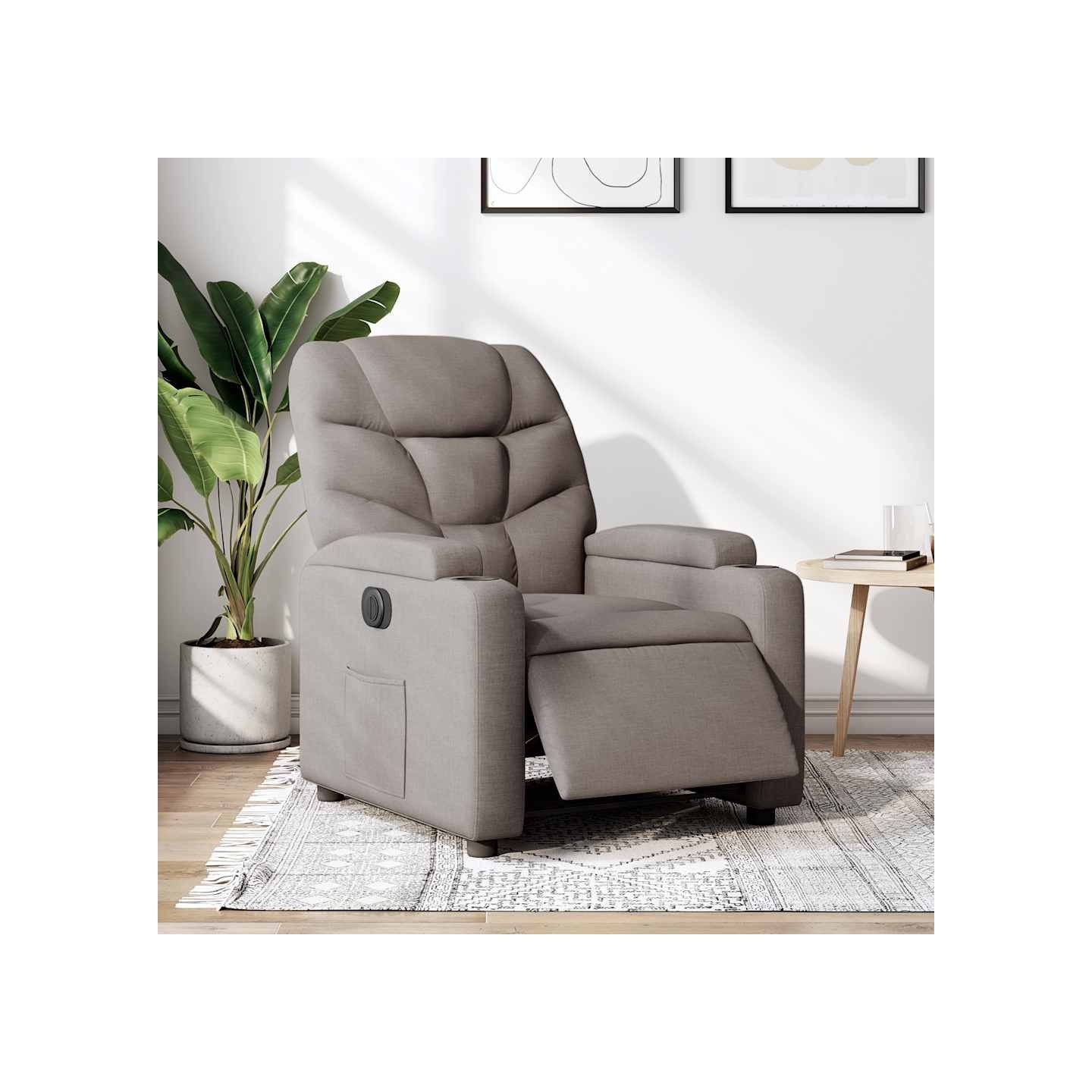 Fauteuil inclinable électrique Taupe Tissu