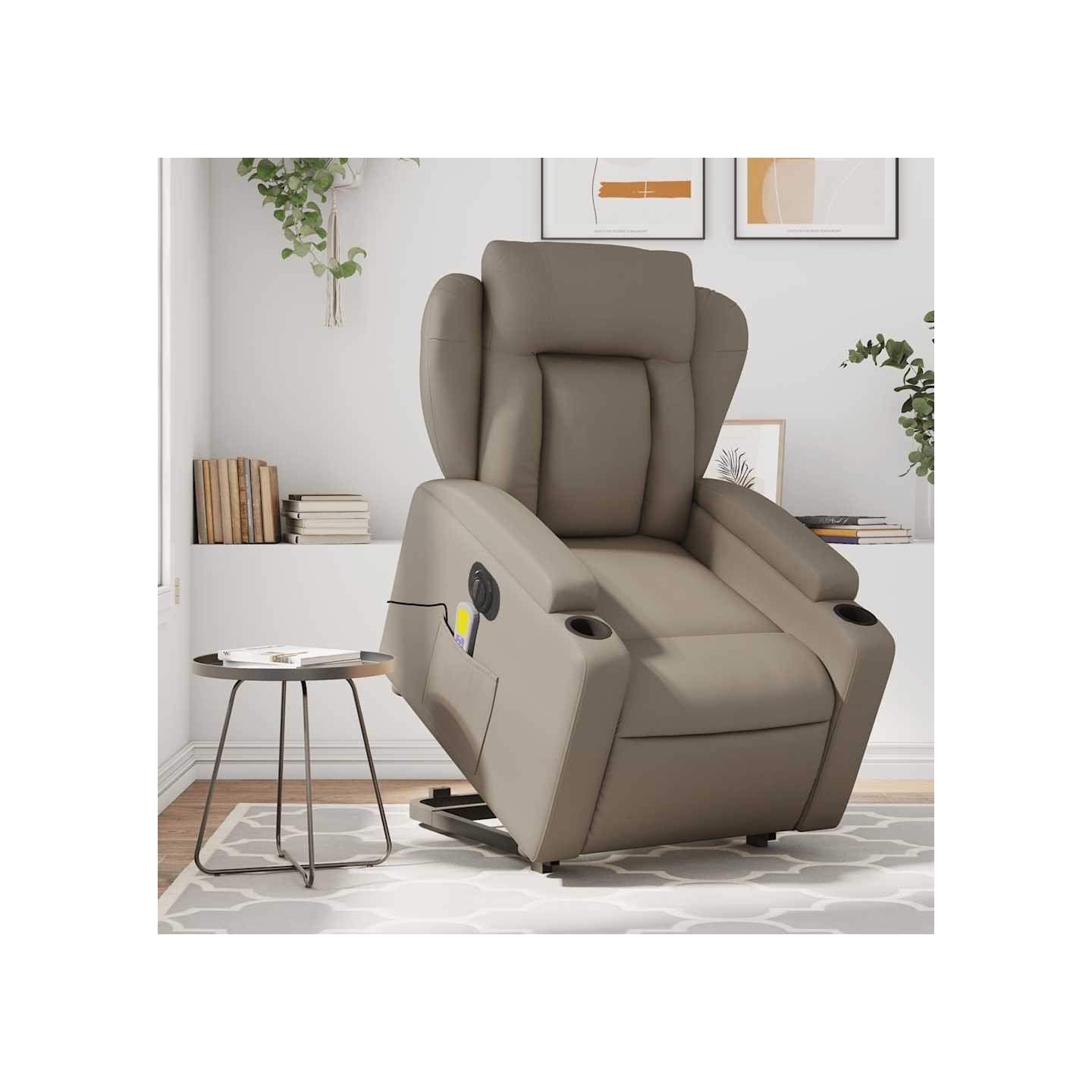 Fauteuil inclinable de massage électrique cappuccino similicuir