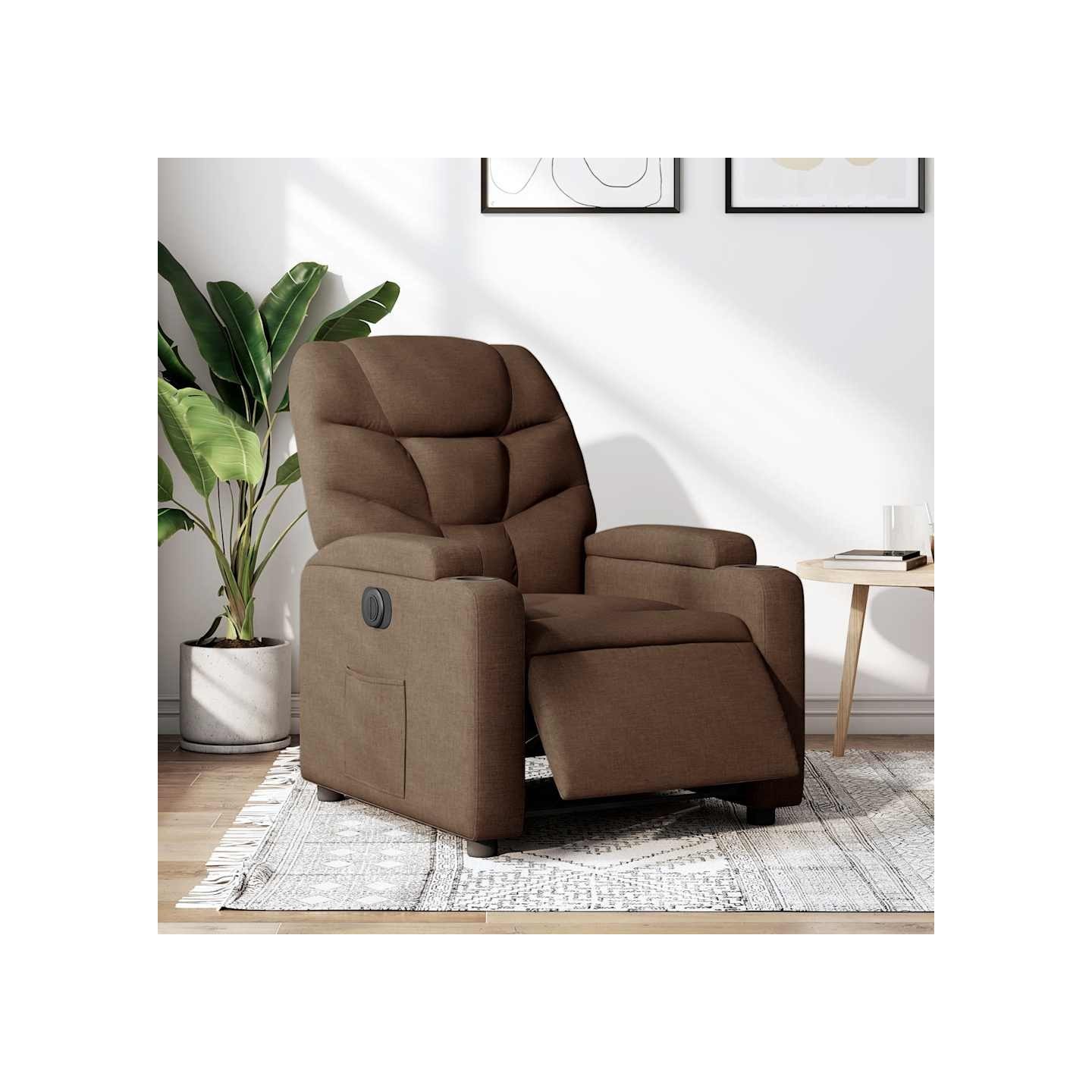 Fauteuil inclinable électrique Marron Tissu