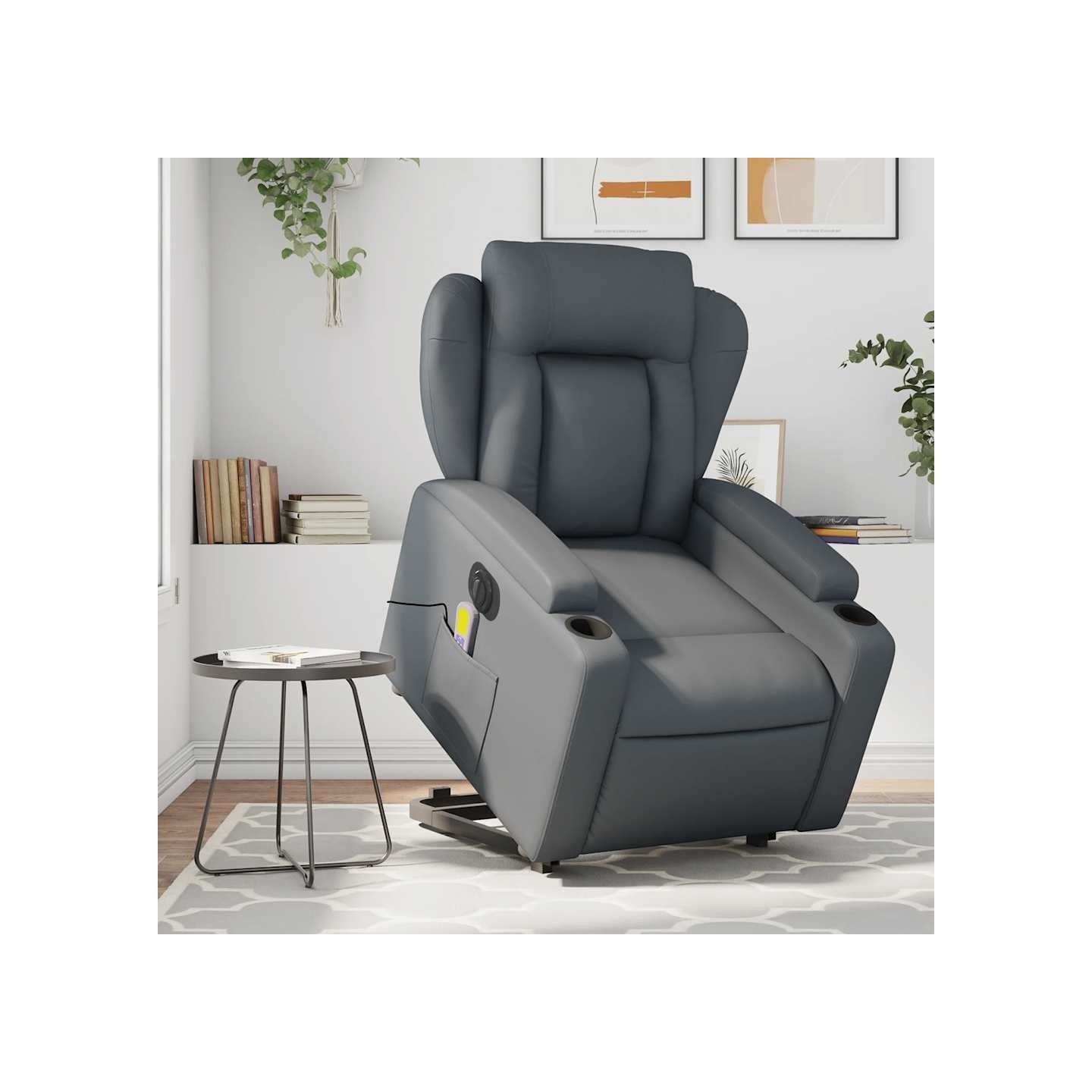 Fauteuil inclinable de massage électrique gris similicuir