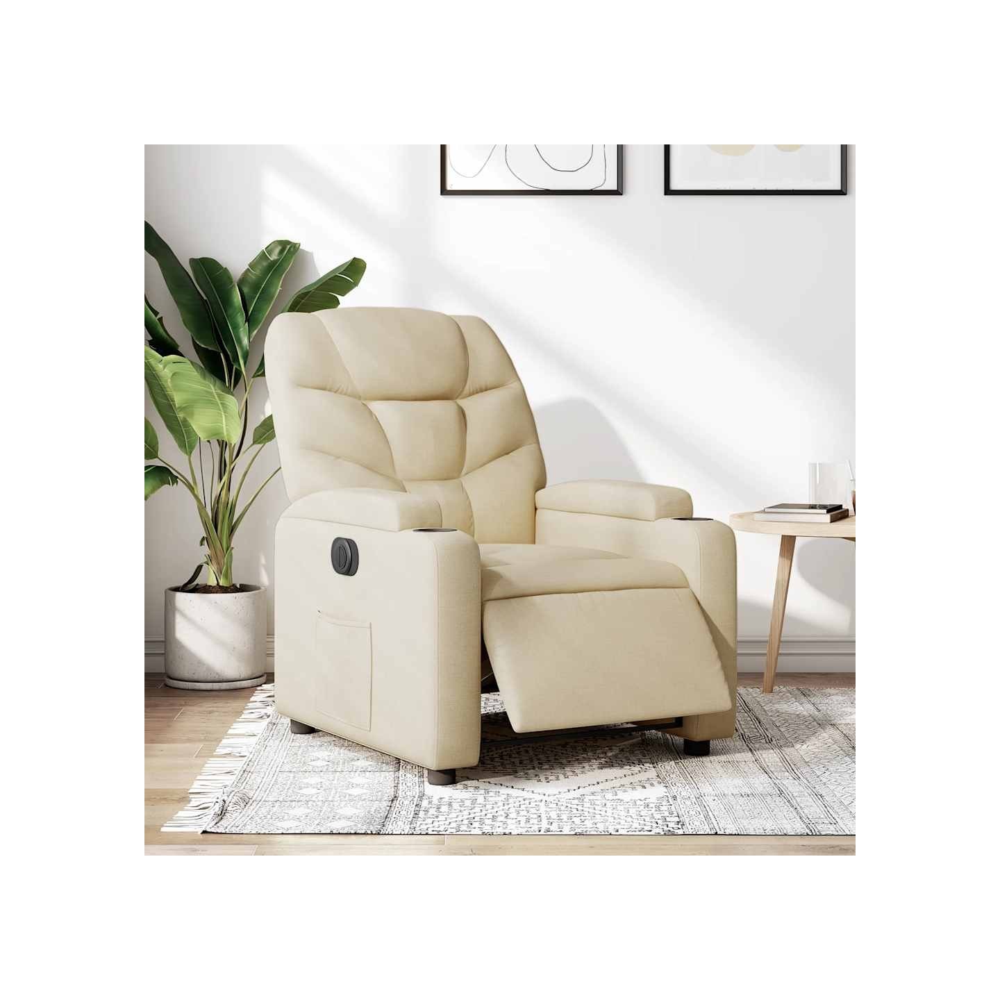 Fauteuil inclinable électrique Crème Tissu