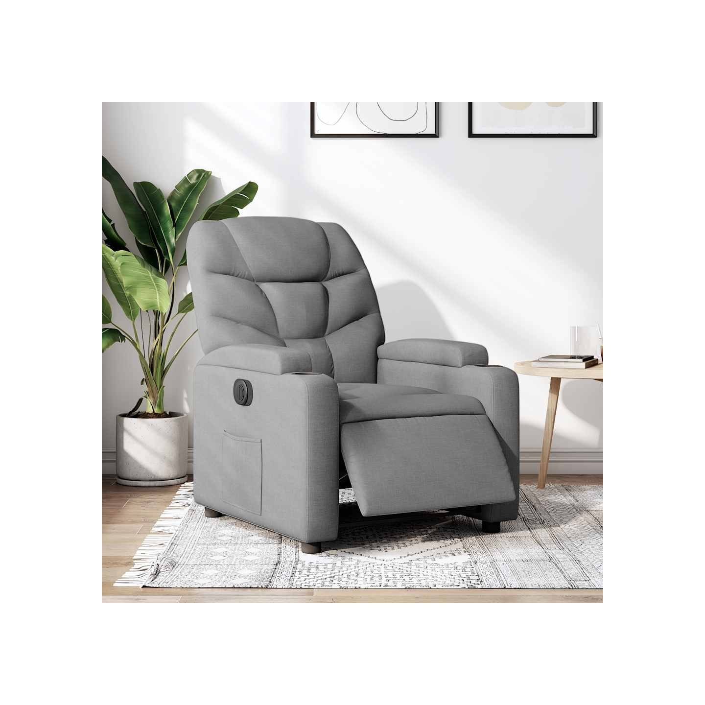 Fauteuil inclinable électrique Gris clair Tissu