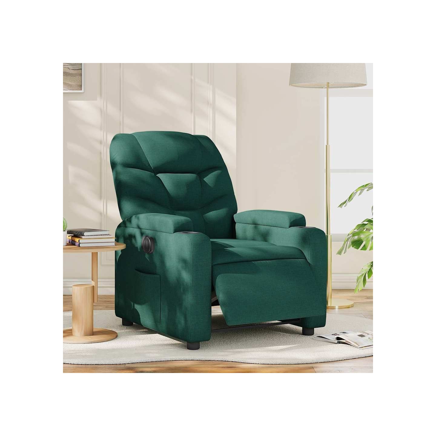 Fauteuil inclinable électrique Vert foncé Tissu