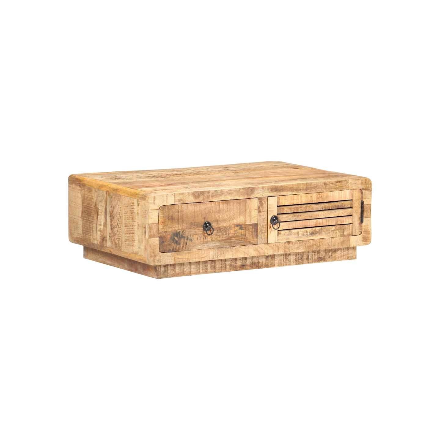 Table basse 90x60x29 cm Bois de manguier brut