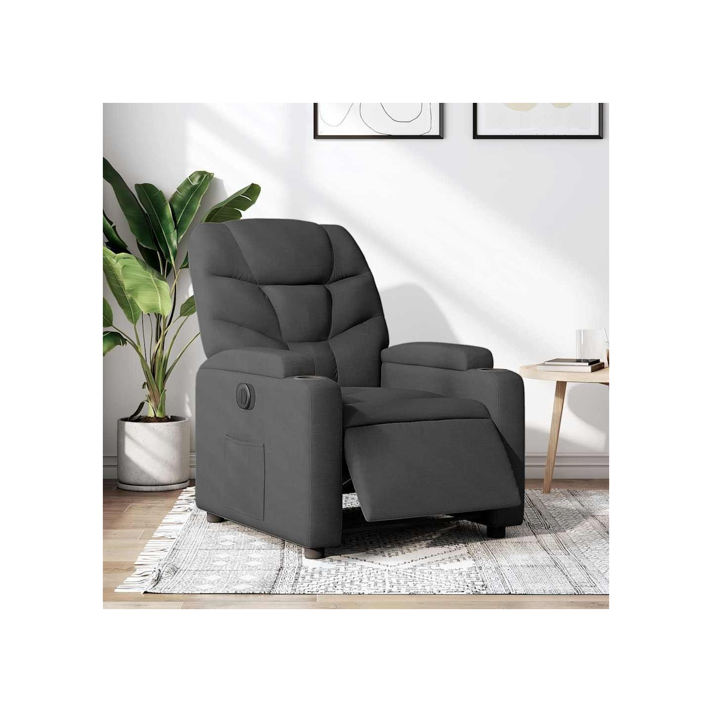 Fauteuil inclinable électrique Noir Tissu
