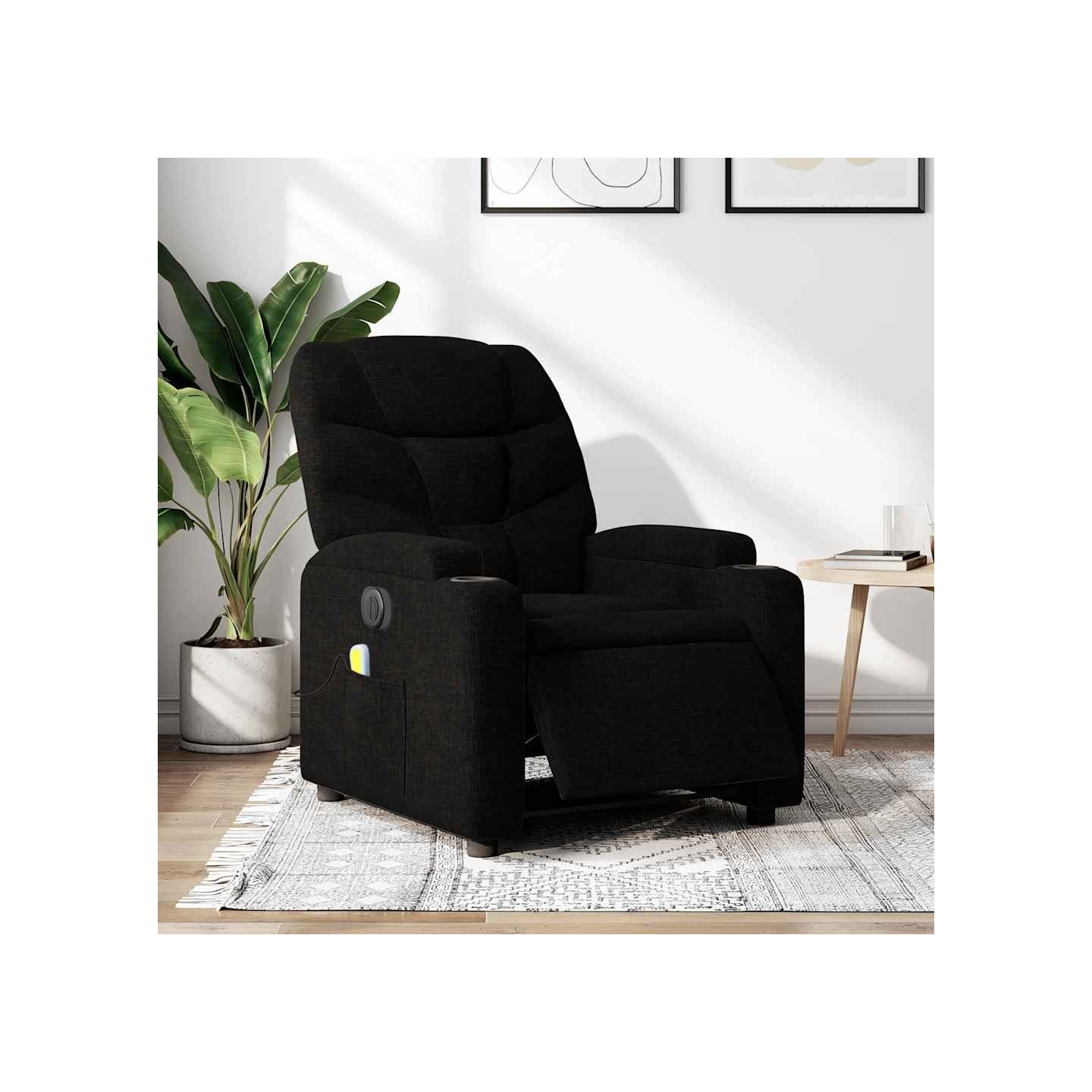 Fauteuil de massage inclinable électrique Noir Tissu