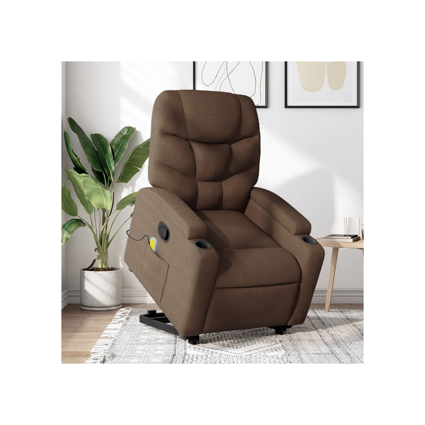 Fauteuil de massage inclinable Marron Tissu