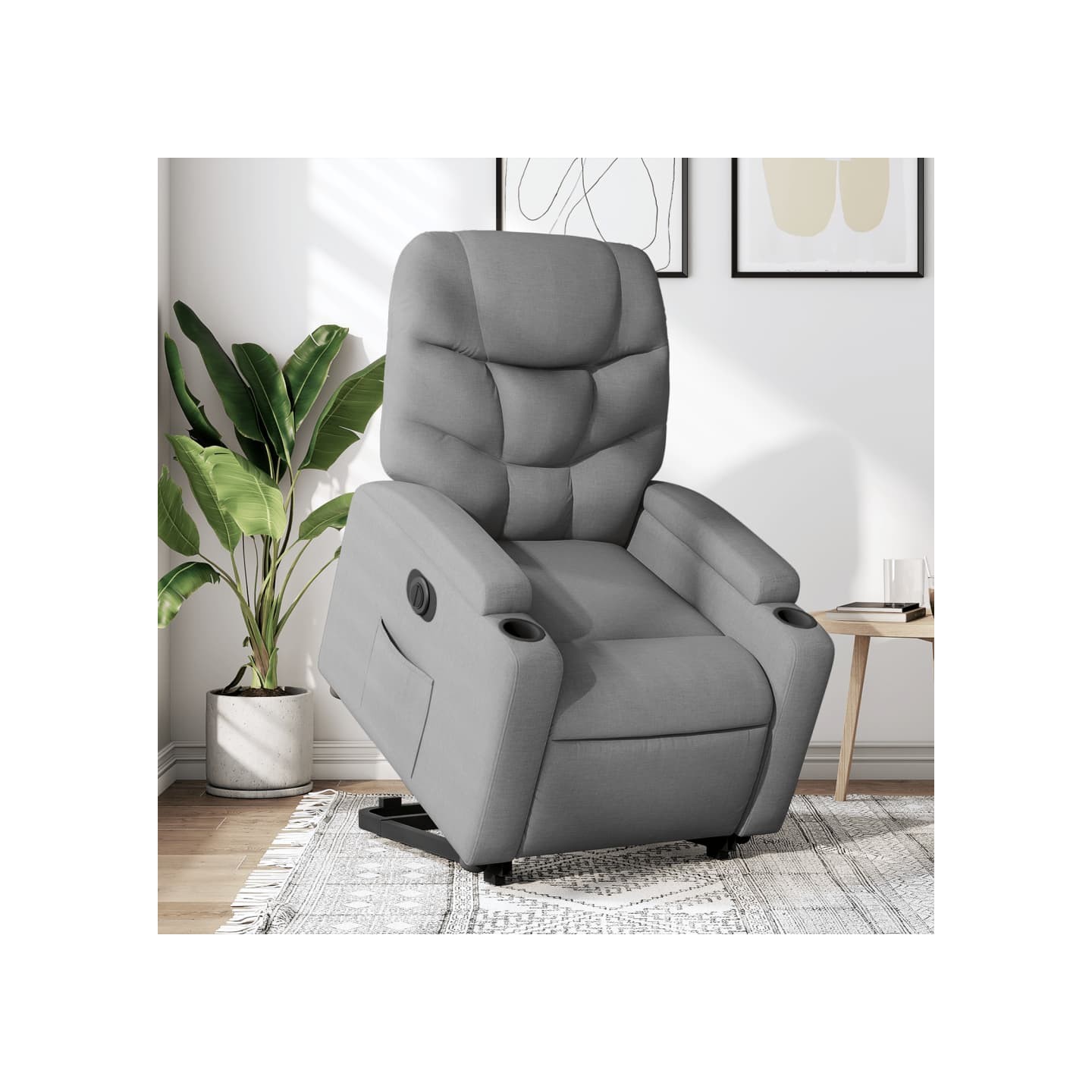 Fauteuil inclinable électrique gris clair tissu