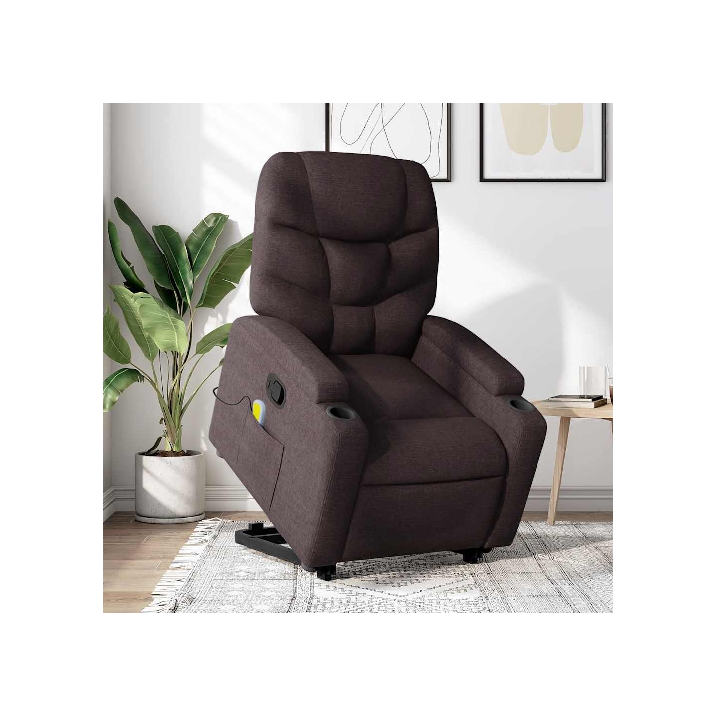 Fauteuil inclinable de massage Marron foncé Tissu
