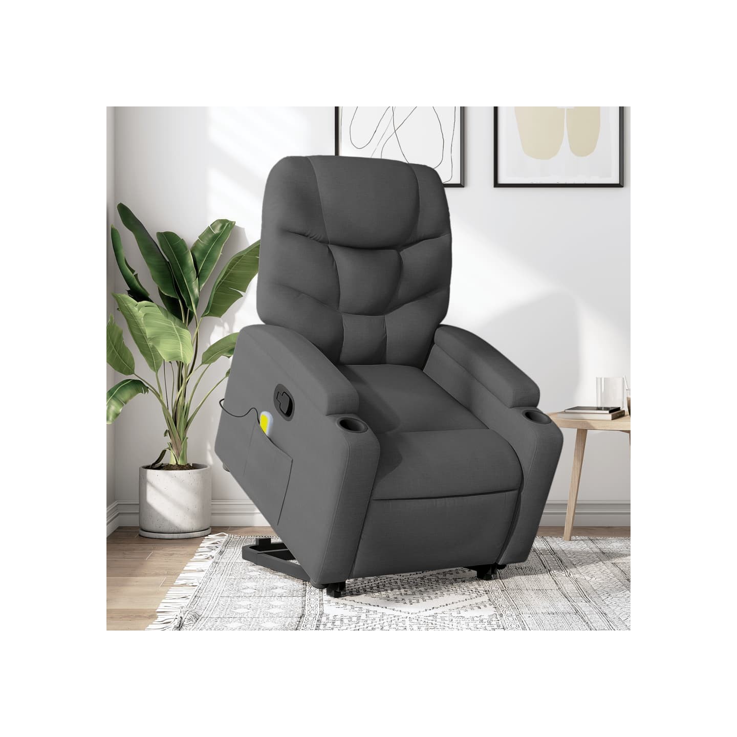 Fauteuil de massage inclinable Gris foncé Tissu