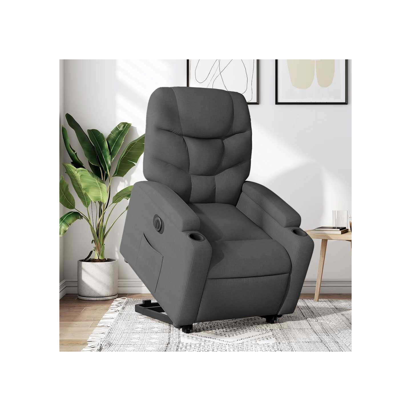 Fauteuil inclinable électrique gris foncé tissu