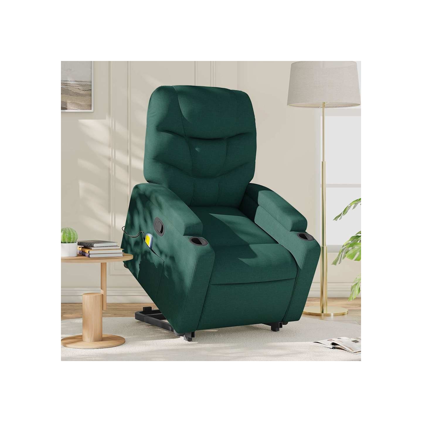 Fauteuil inclinable de massage Vert foncé Tissu