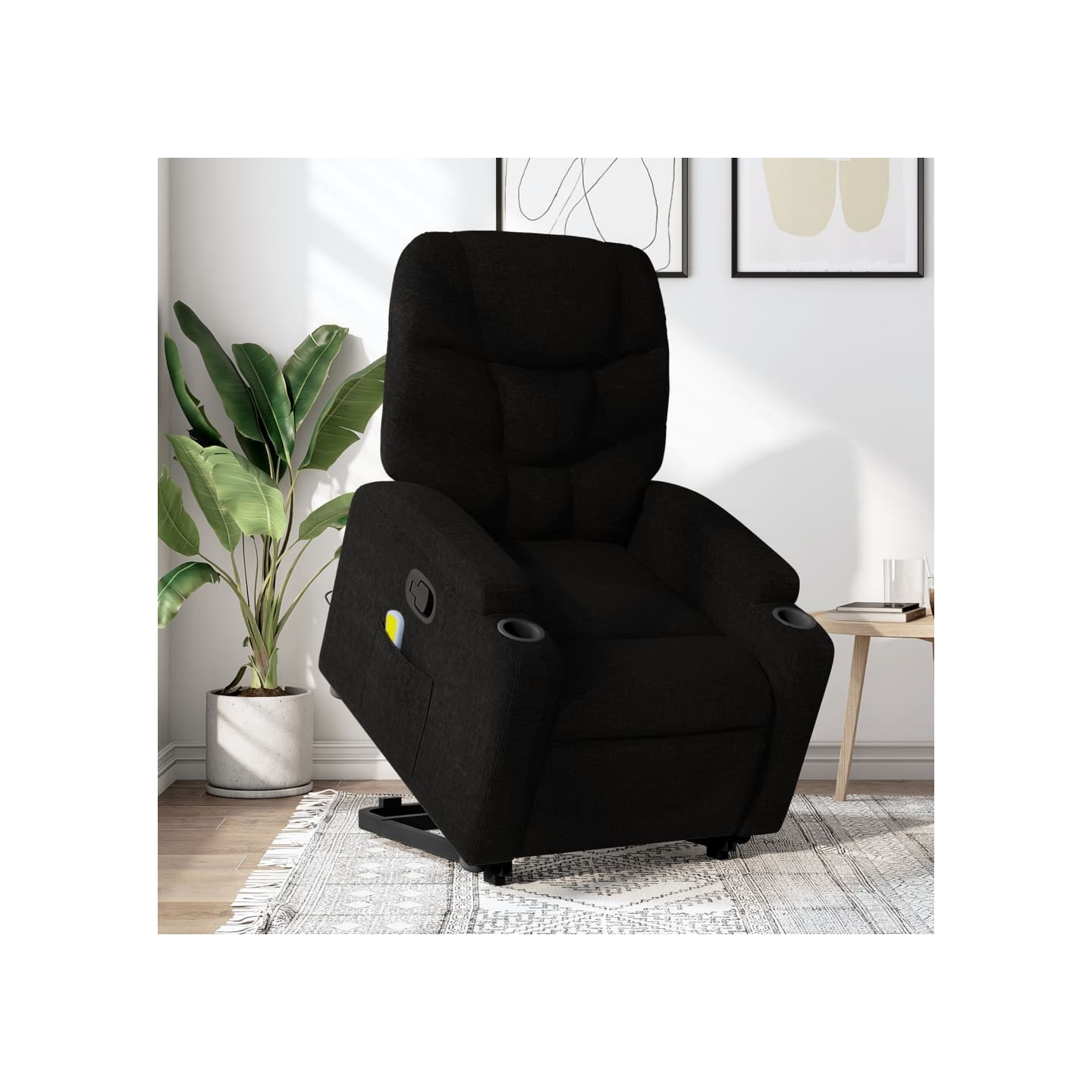 Fauteuil de massage inclinable Noir Tissu