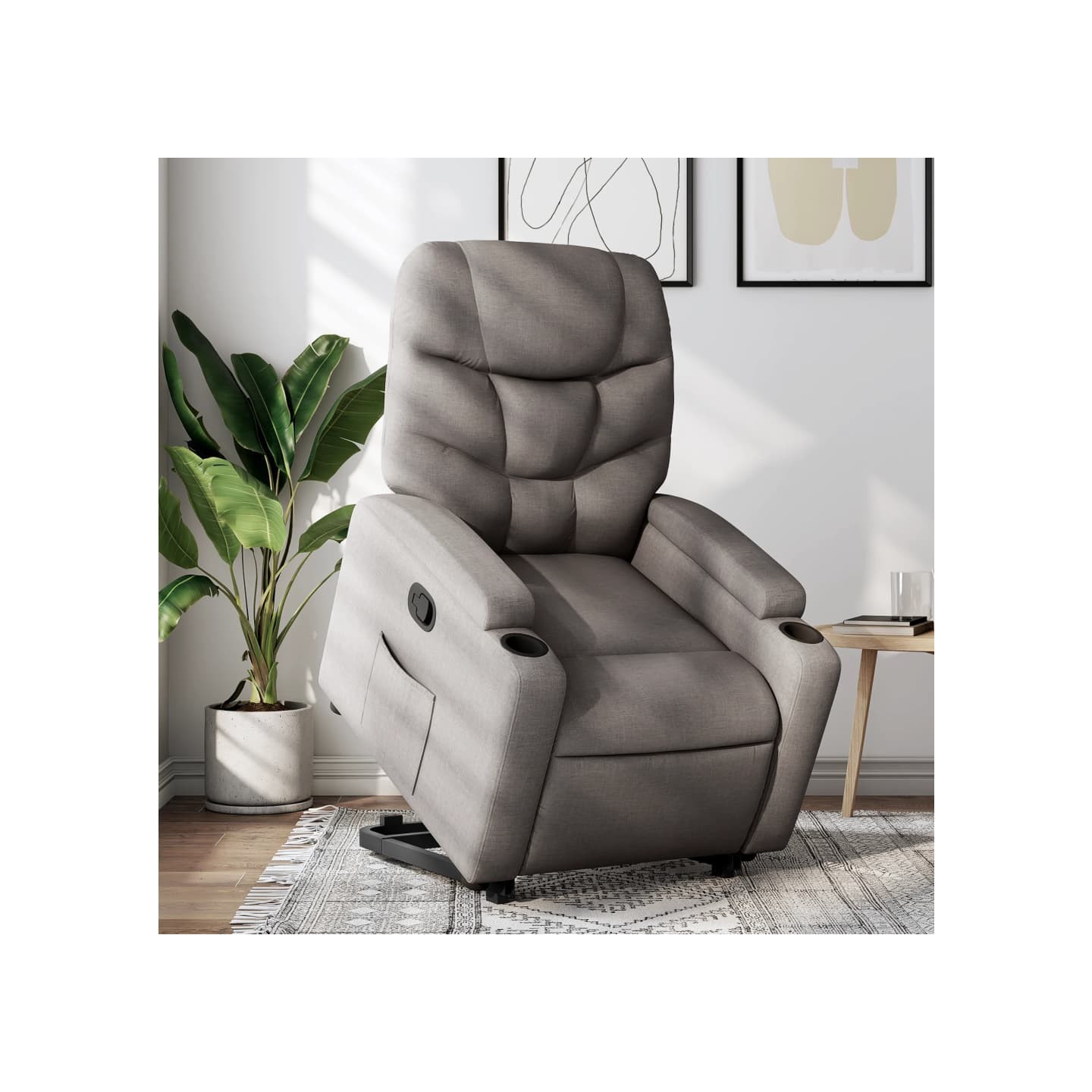 Fauteuil inclinable taupe tissu