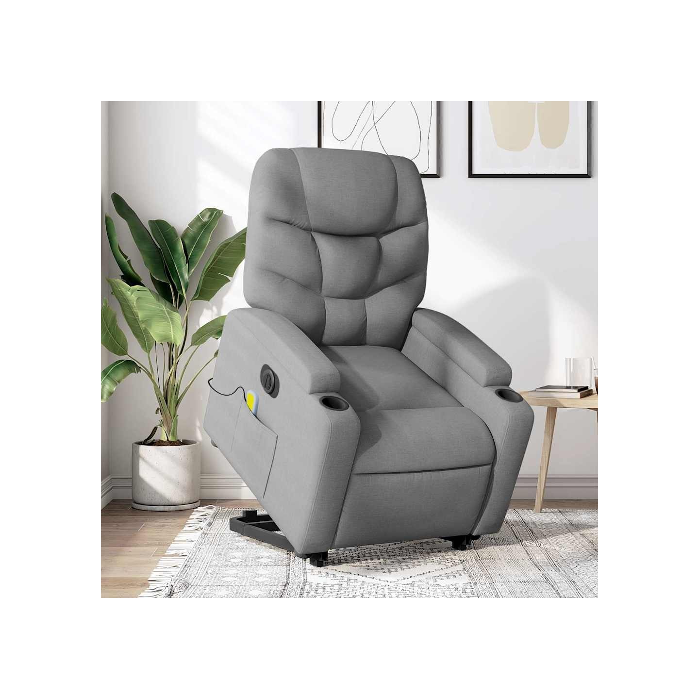 Fauteuil inclinable de massage électrique Gris clair Tissu