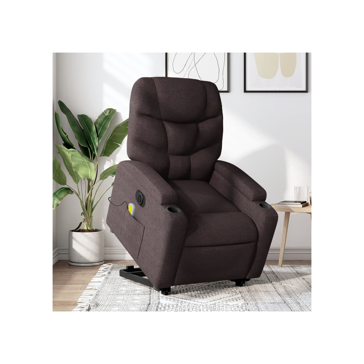 Fauteuil inclinable de massage électrique Marron foncé Tissu