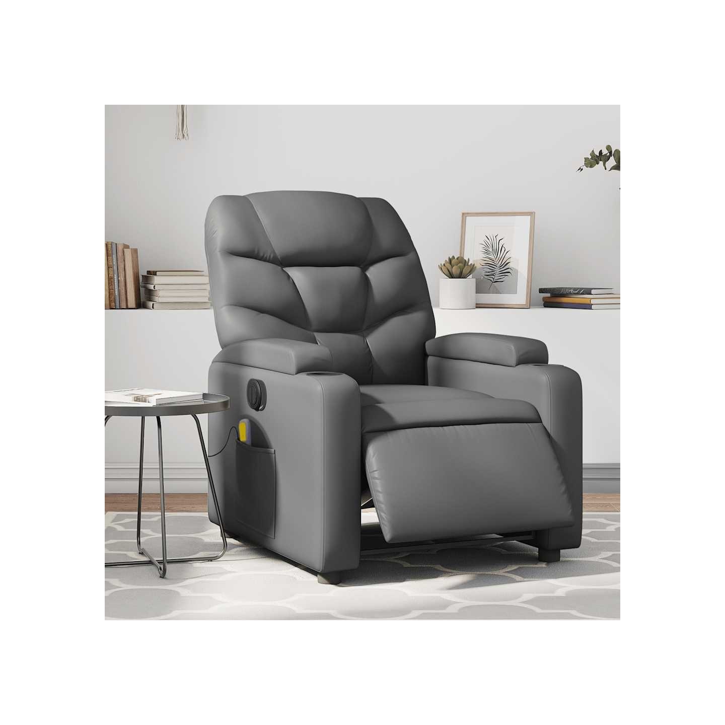 Fauteuil de massage inclinable électrique gris similicuir