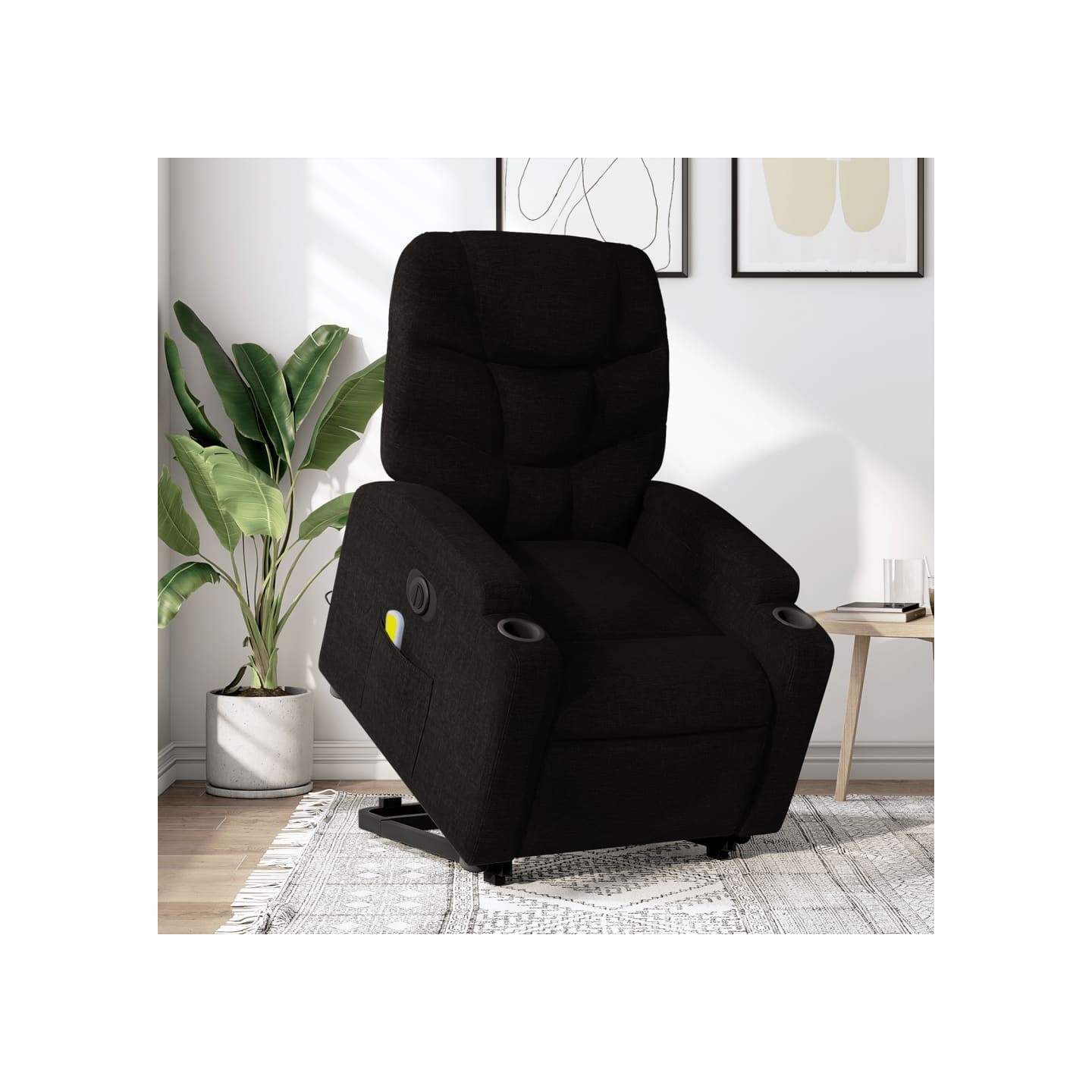 Fauteuil inclinable de massage électrique Noir Tissu
