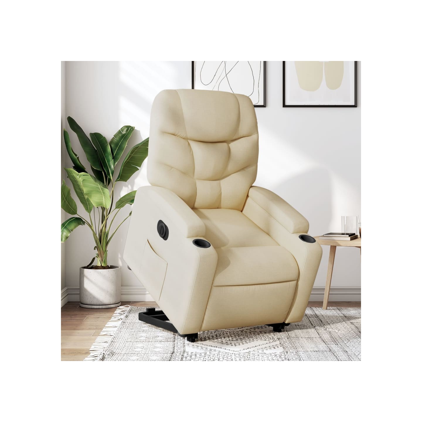 Fauteuil inclinable électrique crème tissu