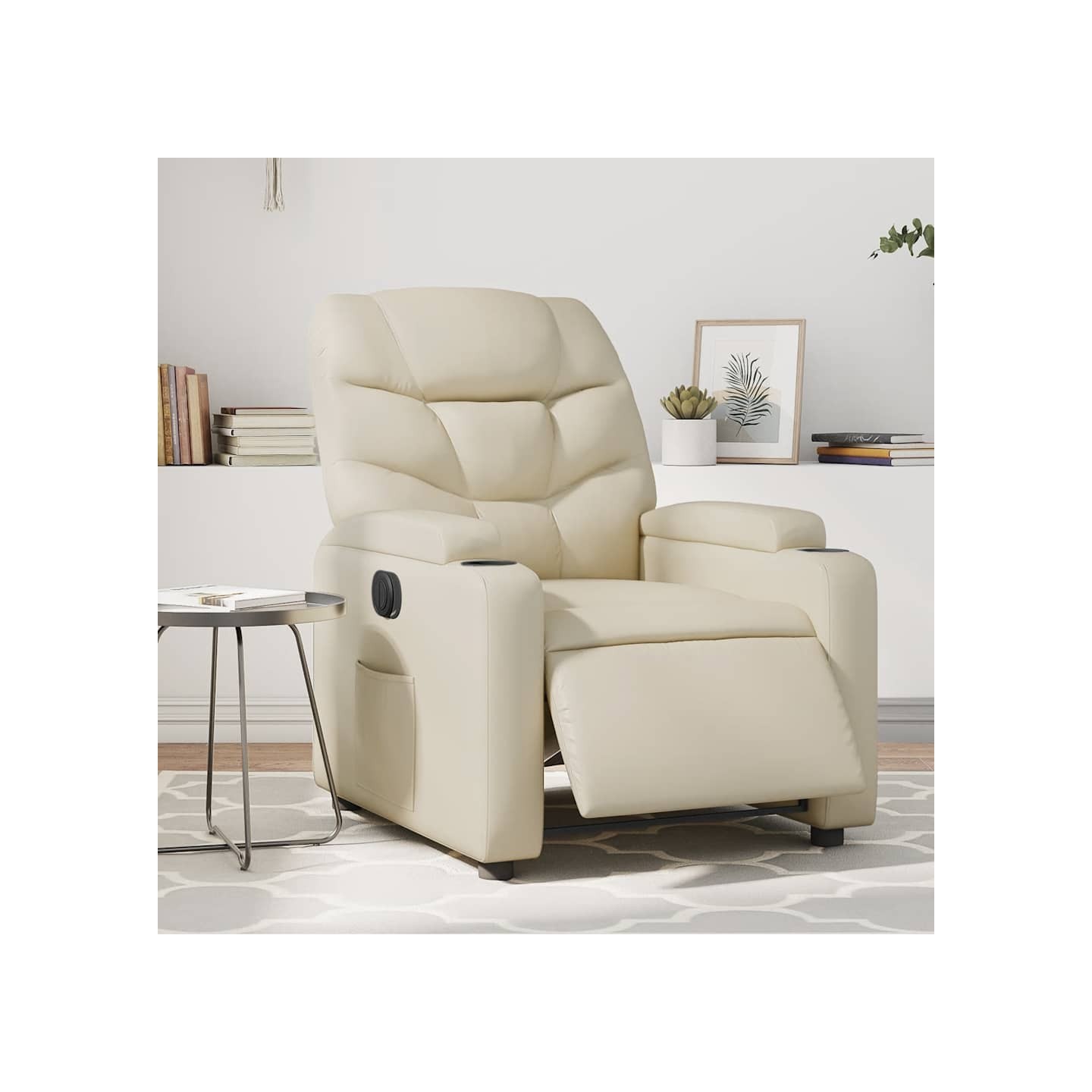 Fauteuil inclinable électrique Crème Similicuir