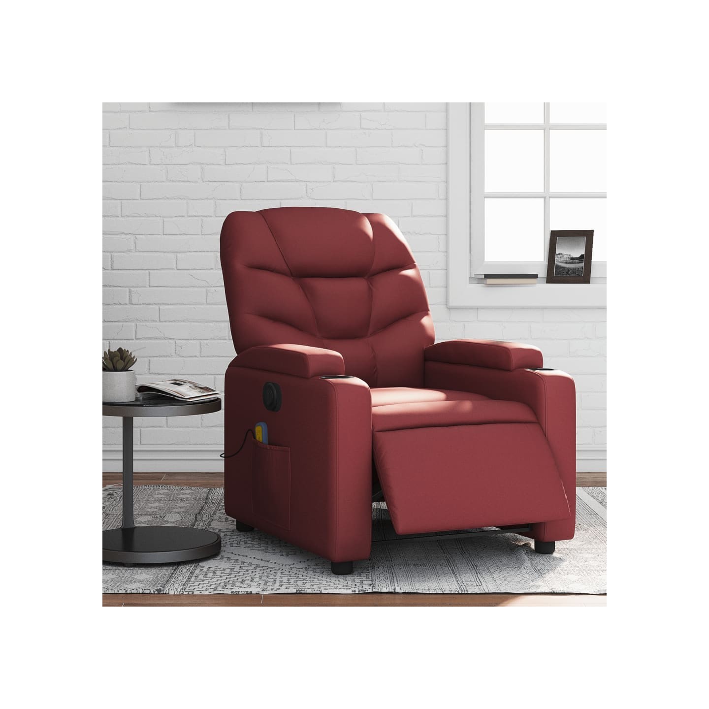 Fauteuil de massage inclinable électrique rouge bordeaux