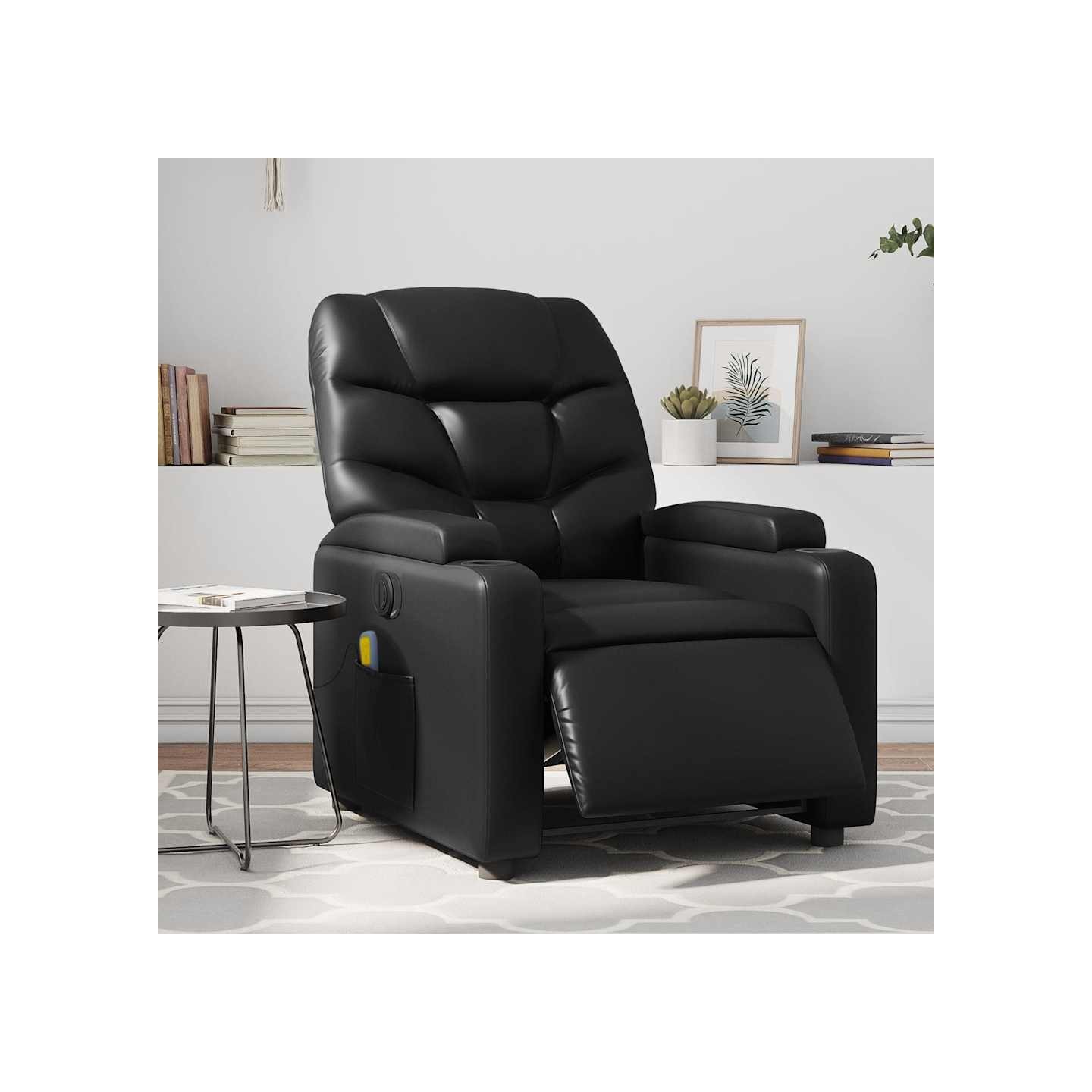 Fauteuil de massage inclinable électrique noir similicuir