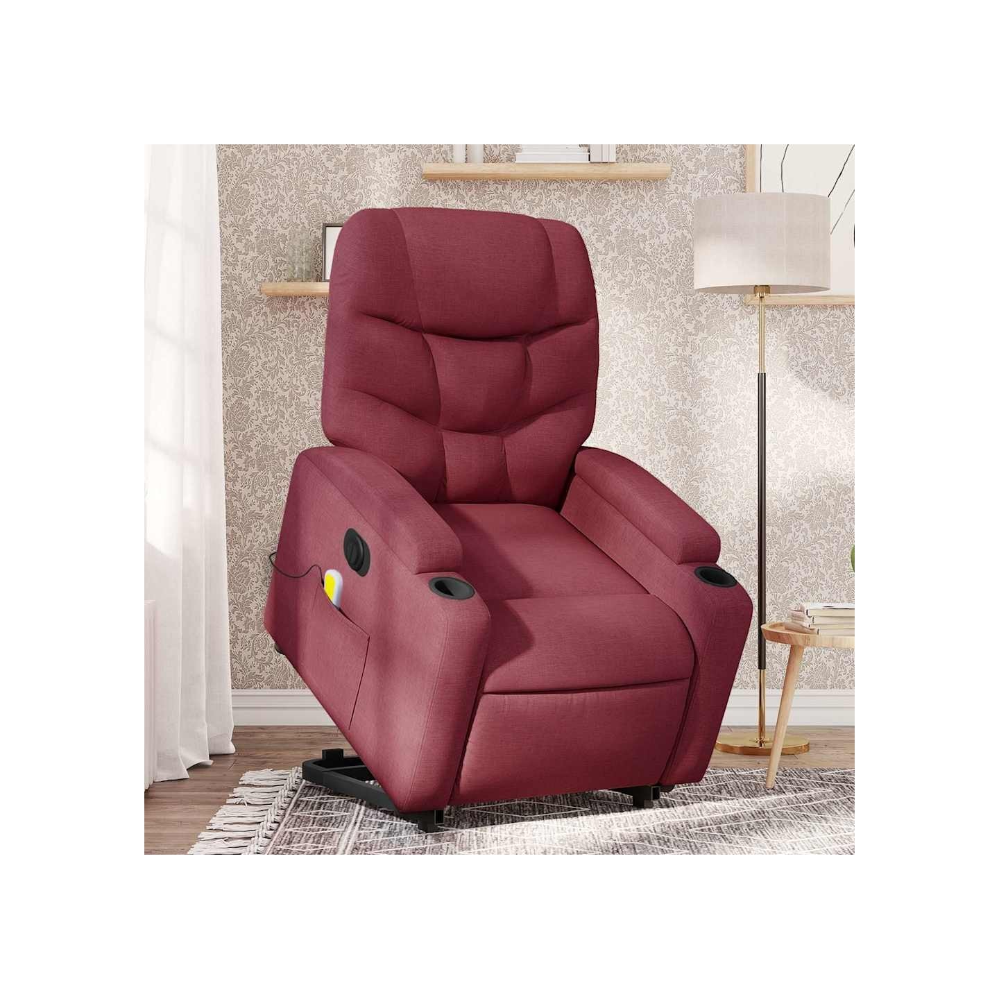 Fauteuil inclinable de massage électrique Rouge bordeaux Tissu