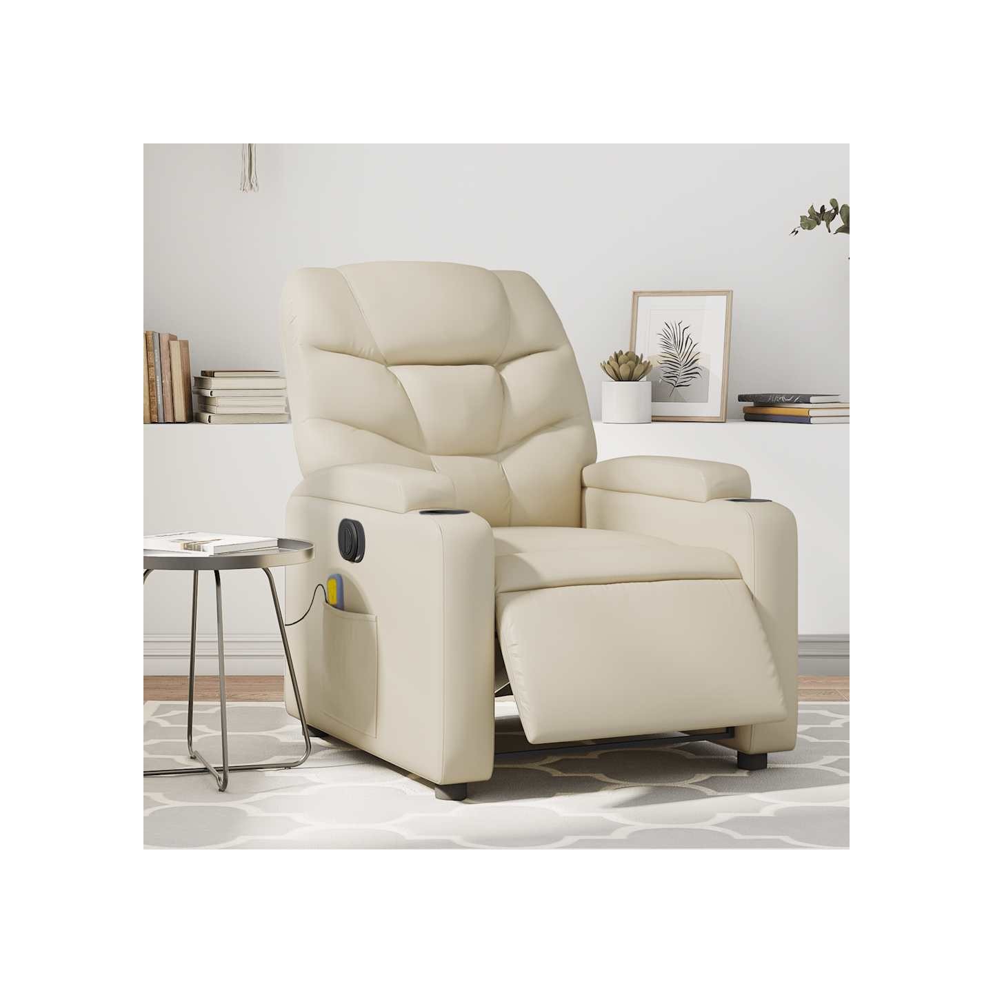 Fauteuil de massage inclinable électrique crème similicuir