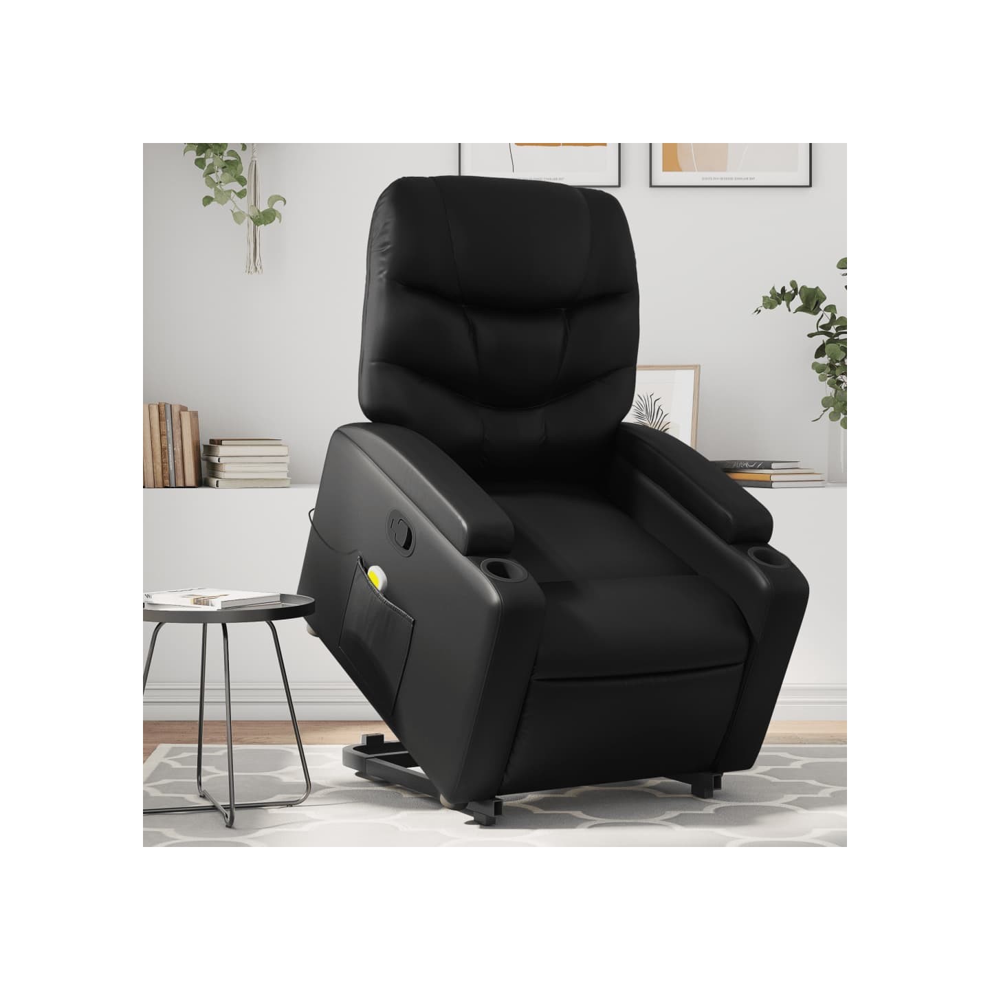 Fauteuil inclinable de massage Noir Similicuir